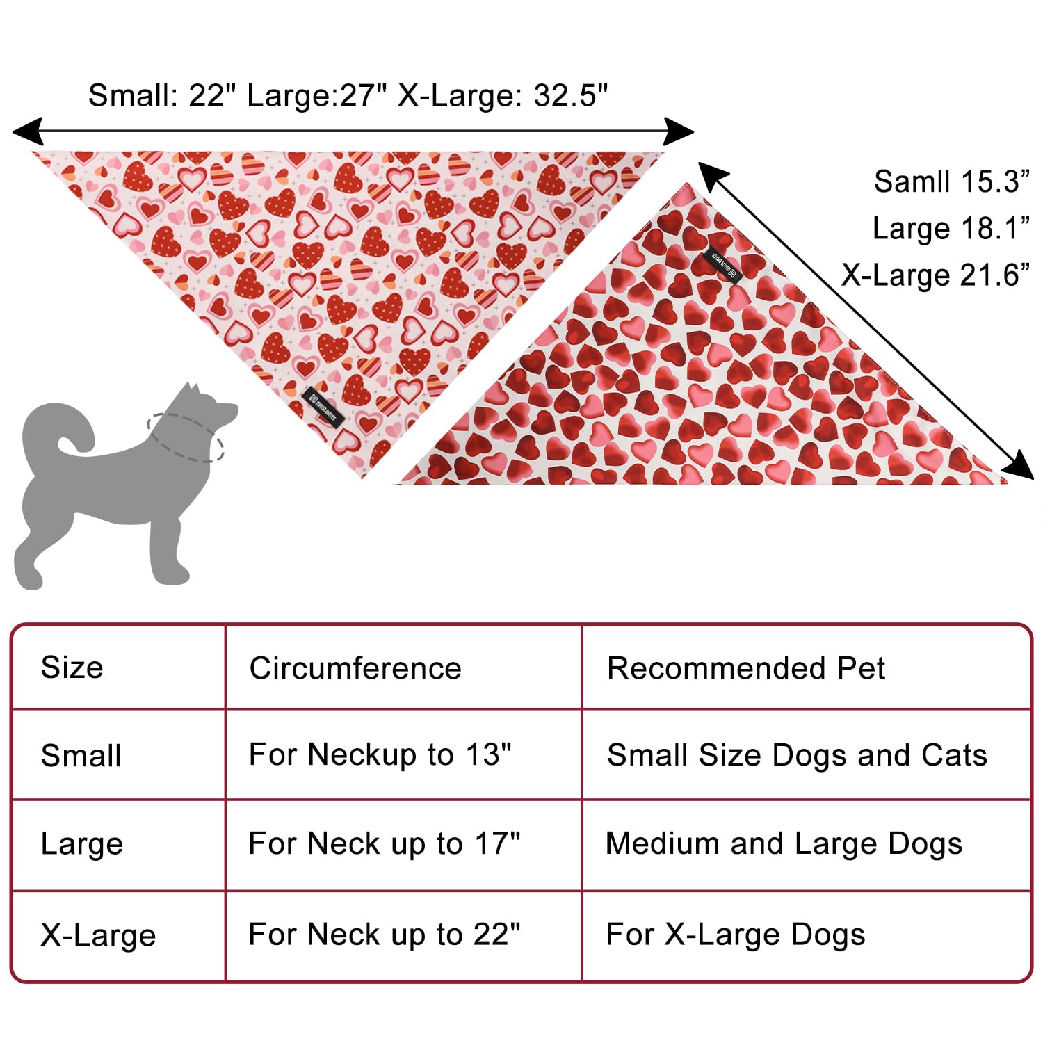 Maca Bates 2 Pack Red Love Heart Valentine'S Day Dog Bandana Bulk Valentines Gift Dogs Scarf Soft Puppy Bandanas Pet Kershief Fo