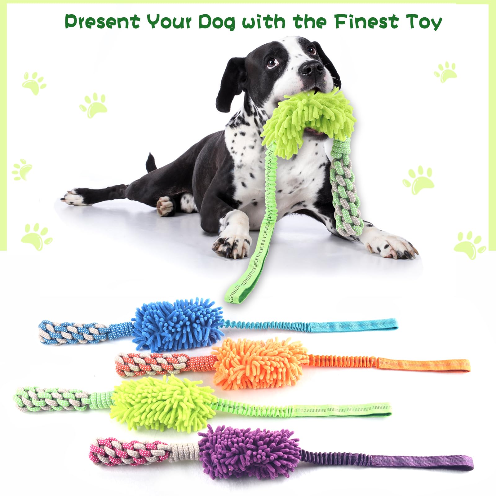 wodoca Dog Rope Toy Tug of War Dog Toy for Aggressive Chewers, Interactive Puppy Chew Toys Rope with Strong Squeak, Knots Cotton