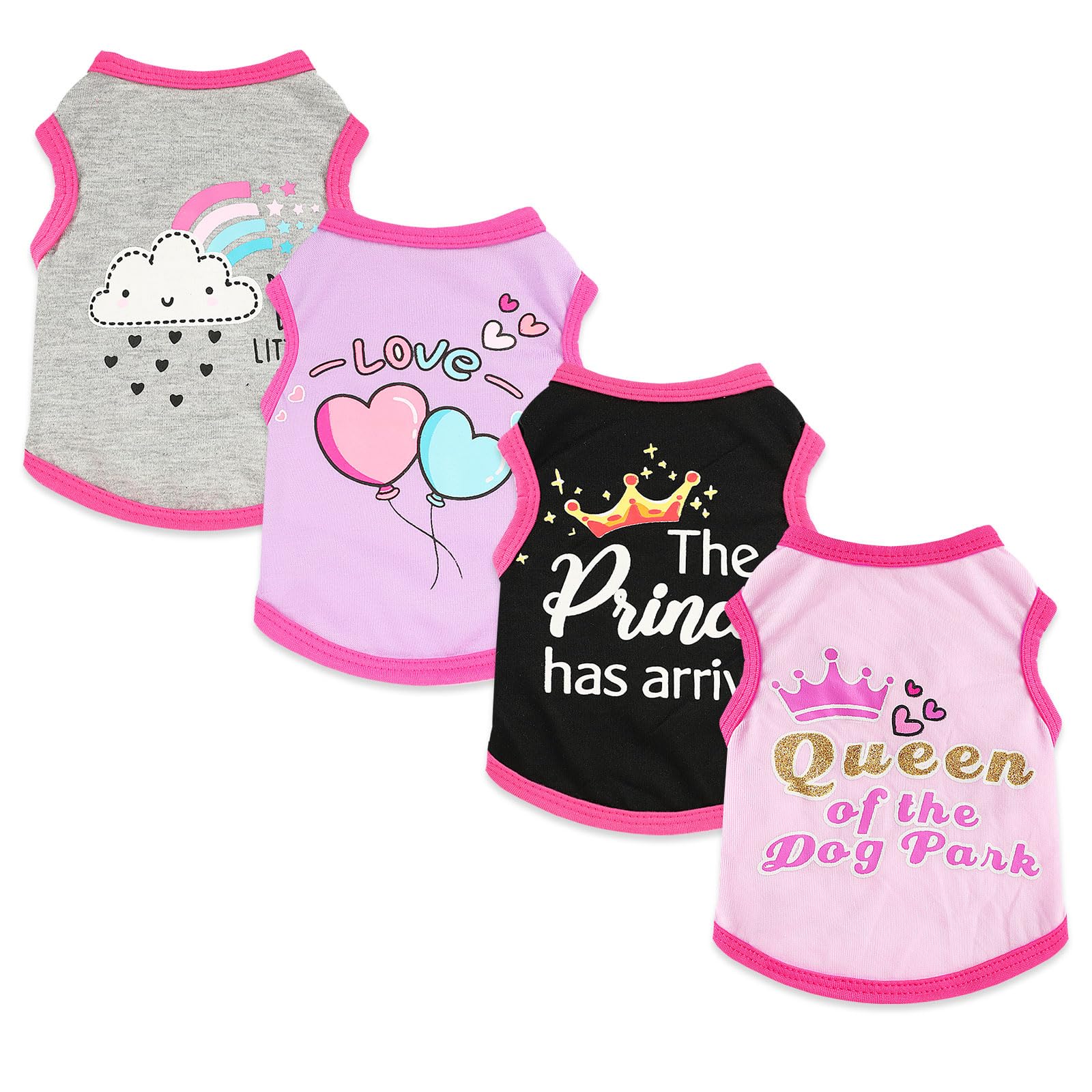4 Pieces Dog Shirts Dog Clothes For Small Dogs Girl Boy Summer Puppy Clothes For Chihuahua Yorkie Soft Cute Pattern Pet Cat Clot