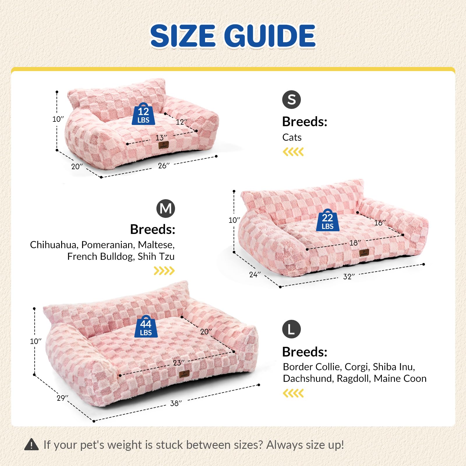 ABCPET Cat Bed Cat Couch for Puppy and Kitten, Fluffy Pet Sofas Medium Dog Sofa Bed, Supportive Cats Sofa for Indoor Cats, Washa
