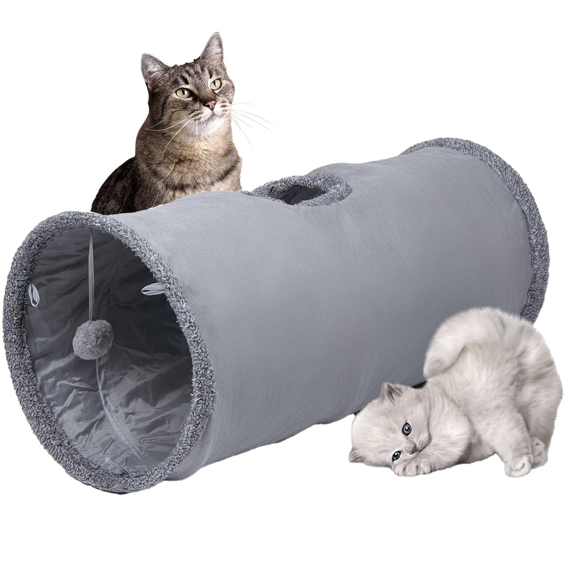 Tilanmiy Cat Tunnel, Durable Suede Collapsible Cat Play Tube Toys With Play Ball, Indoor Cat Play Tunnel For Cat, Puppy, Kitty, 