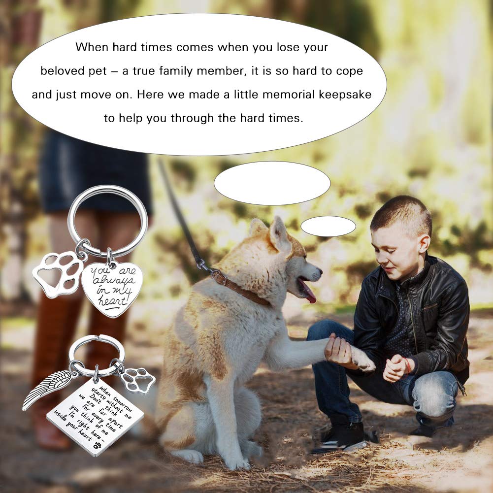Oubaka Pet Memorial Keychain Gift - When Tomorrow Starts Without Me Remembrance Keychain Pet Loss Sympathy Keychain Memorial Gif