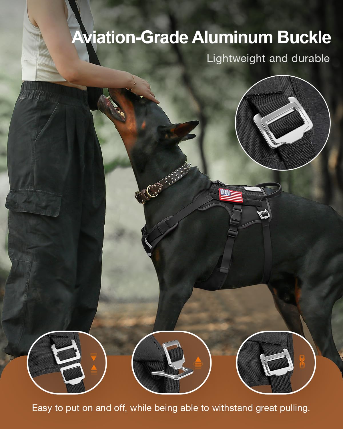 FAYOGOO Tactical Dog Harness for Small and Medium Breed - Mesh Breathable Dog Harness Escape Proof with Handle - No Pull Militar