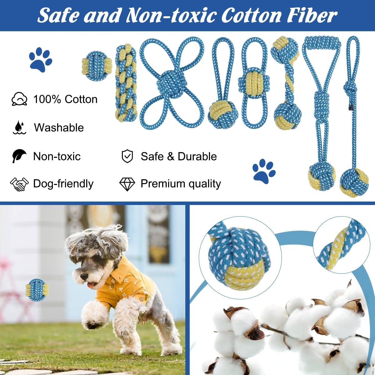 Etaccu Dog Rope Toys For Puppy And Small Dogs, 8 Pack Dog Toys For Aggressive Chewers, Puppy Rope Toy For Boredom, Indestructibl