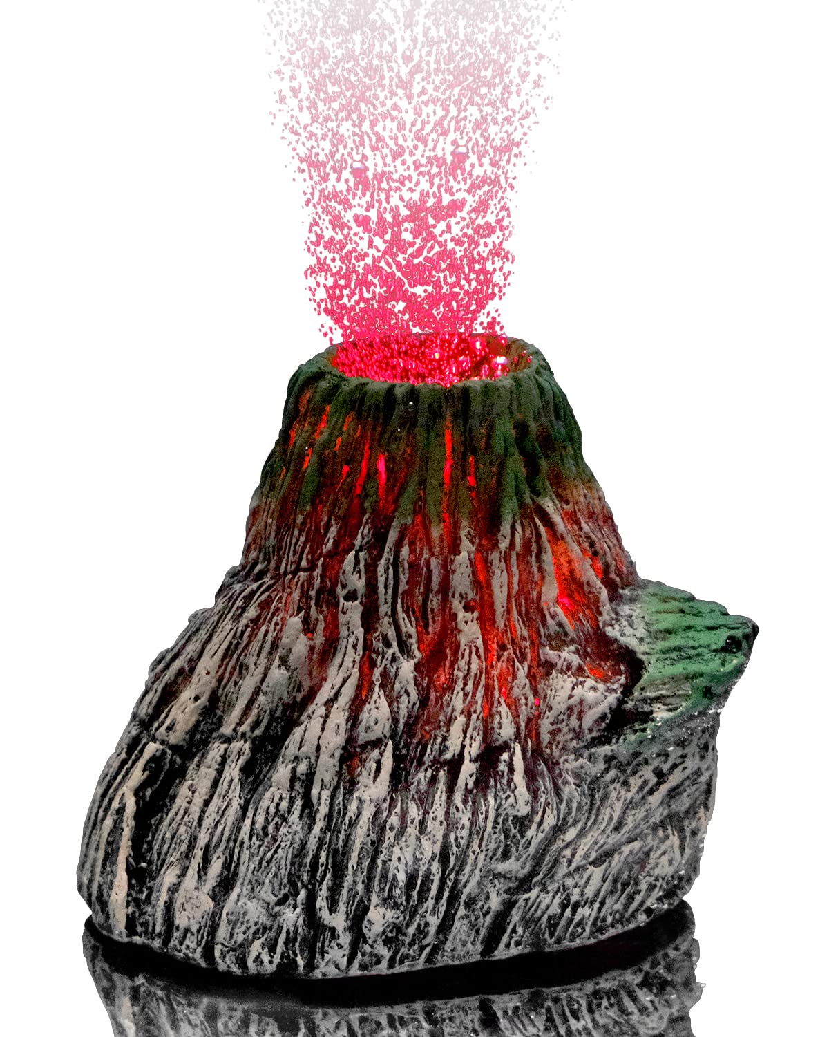 Uniclife Aquarium Volcano Ornament Kit Realistic Resin Volcanic Decoration With Air Stone Bubbler Red Led Light Decor For Fish Tank Landscape Addition And Oxygenation