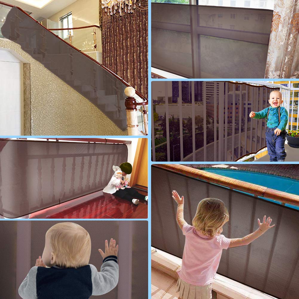 Adsoner Child Safety Net - 10ft L x 2.5ft H, Balcony, Patios and Railing Stairs Netting, Safe Rail Net for Kids/Pet/Toy, Sturdy