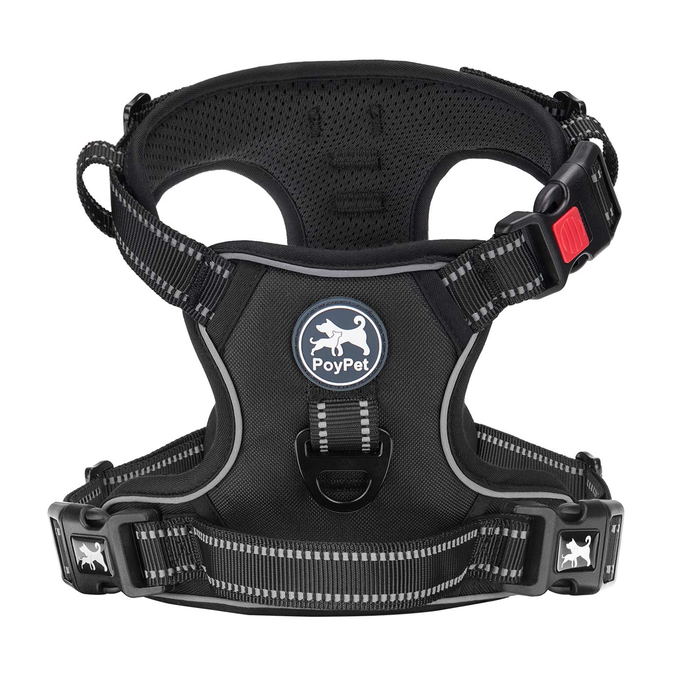 Poypet Dog Harness No Pull, Reflective Vest Harness With Front & Back 2 Clips And Easy Control Handle For Small Medium Large Dog