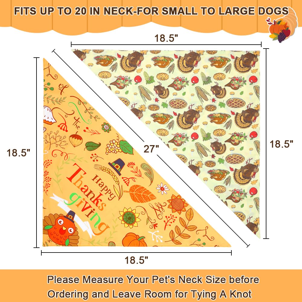 Vivifying Thanksgiving Dog Bandana, 2 Pack Turkey And Pizza Dog Scarves Costumes, Funny Holiday Pet Accessories For Thanksgiving