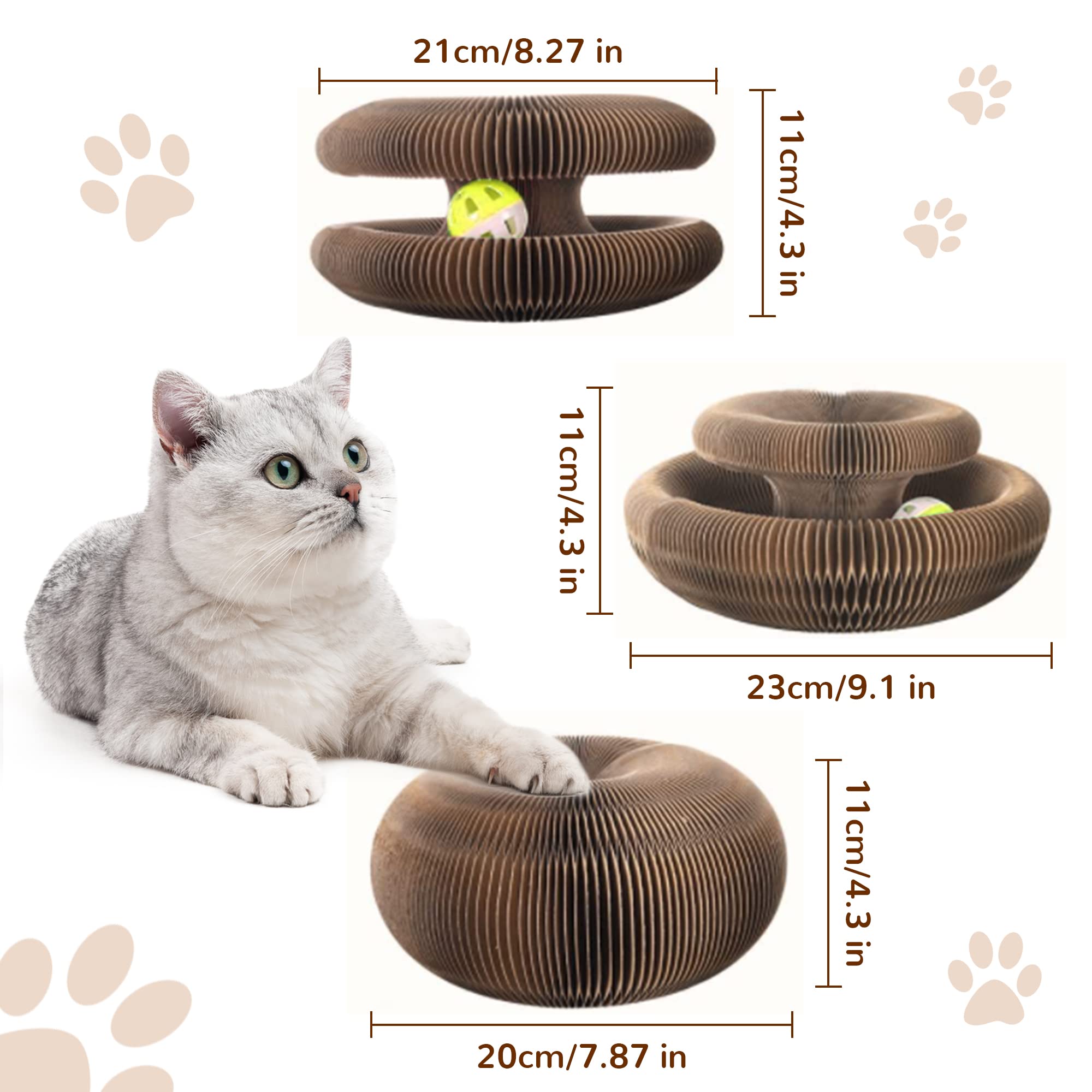 Magic Organ Cat Scratching Board, Cat Accordion, Cat Cordion, Cardboard Cat Scratcher Cat Bed Interactive Scratcher Cat Toy, Foldable Convenient Cat Scratcher Durable Recyclable Comes With Ball
