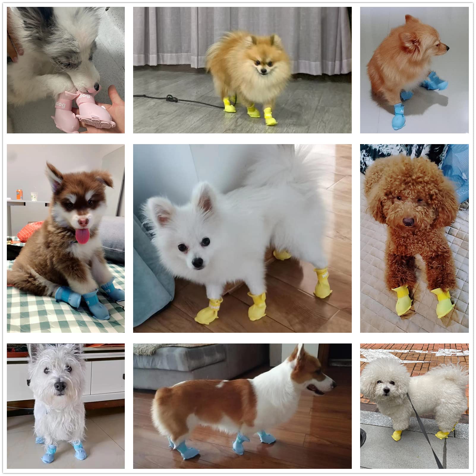 Yeduzyn 4Pcs Waterproof Dog Boots Dog Shoes For Snow And Rain Teddy Pomeranian Bichon Small Dogs (Pink, Small)