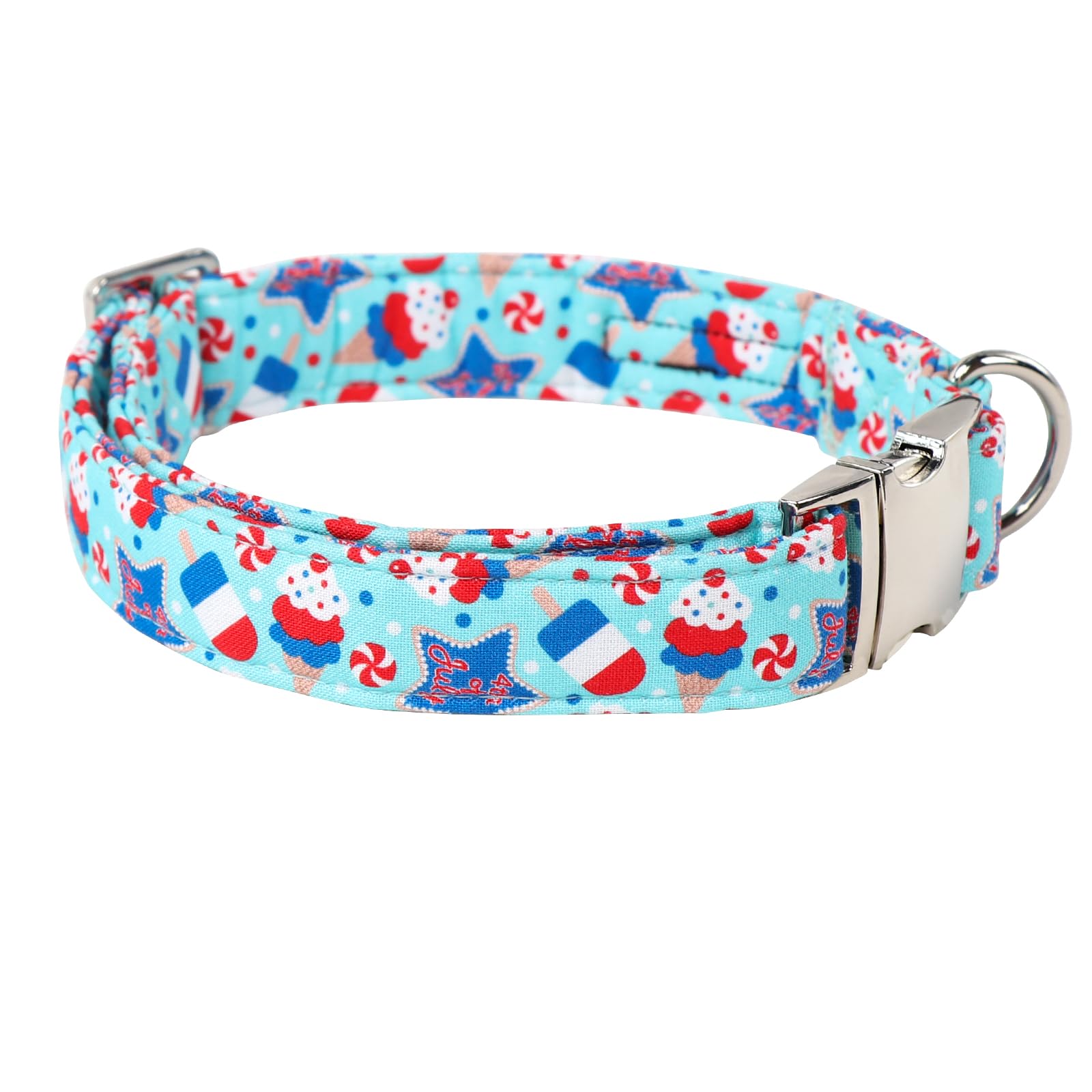 Maca Bates 4Th Of July Basic Dog Collar American Flag Usa Patriotic 4 Of 7 Dogs Collars Adjustable Soft Blue Independence Day Gi