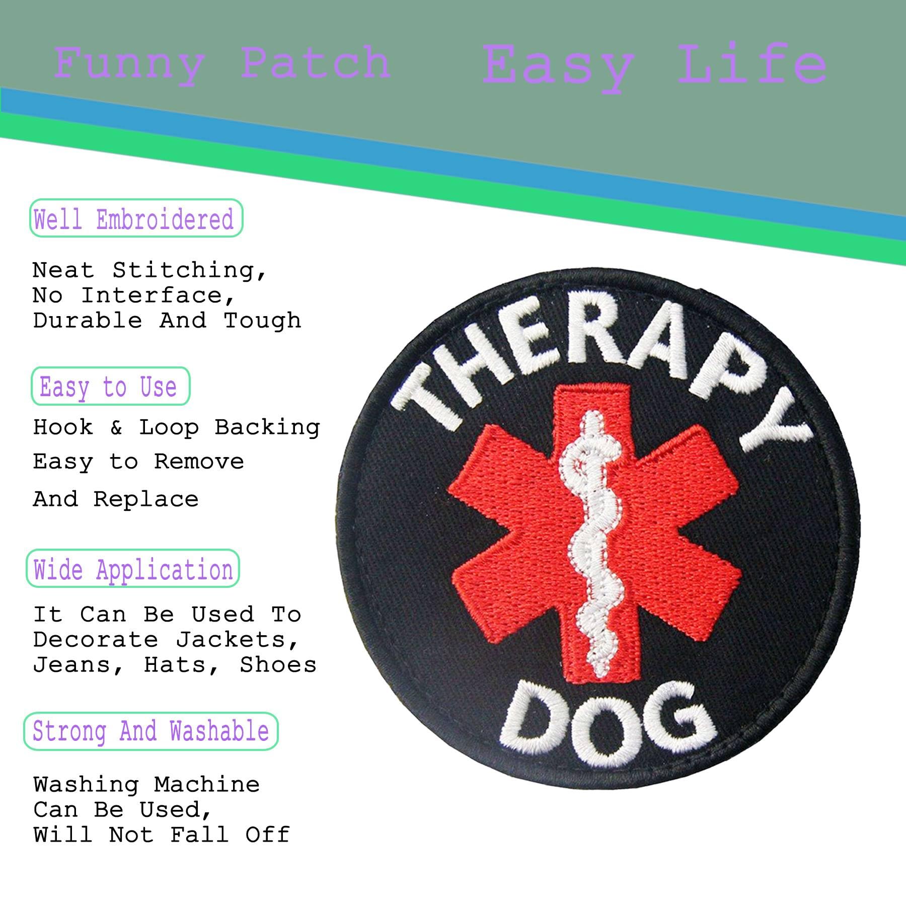 Therapy Dog Patch, Ems Medical Care Service Dog Patch For Vests Harnesses, Embroidered Hook & Loop Patch