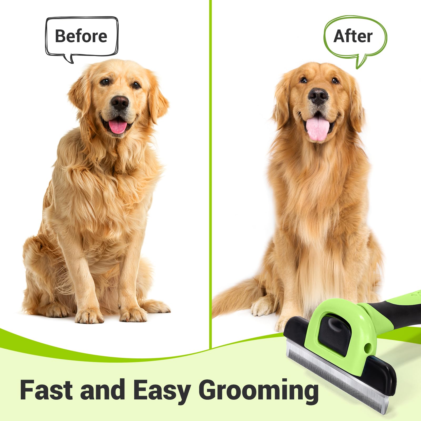 Miu Color Pet Grooming Brush, Deshedding Tool For Dogs & Cats, Effectively Reduces Shedding By Up To 95% For Short Medium And Long Pet Hair,Apple Green