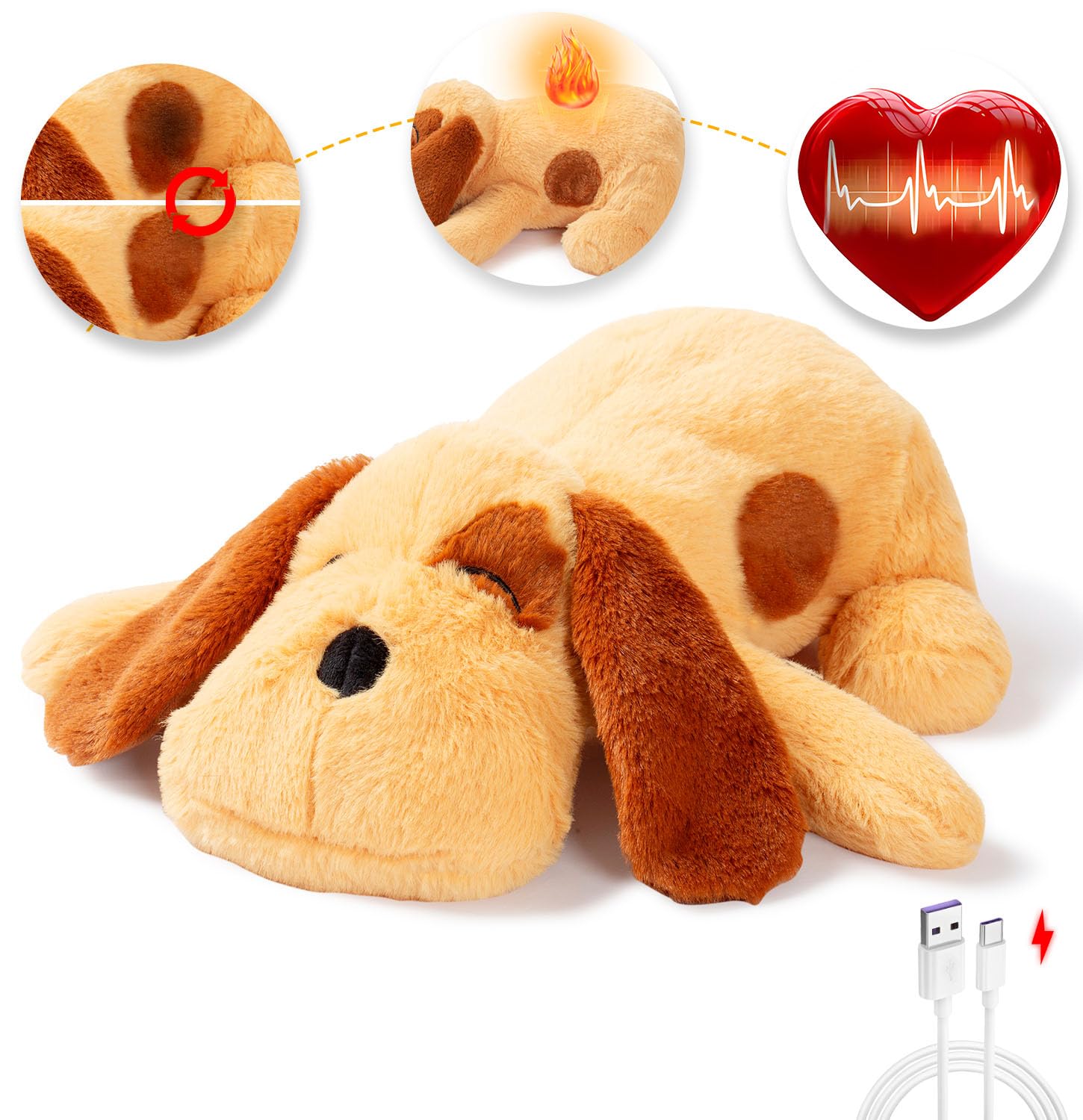 Goopow Heartbeat Puppy Toys For Dogs, [2025 Newly Upgraded] More Lifelike Mom With Upgraded Simulating Breathing/Body Temperatur