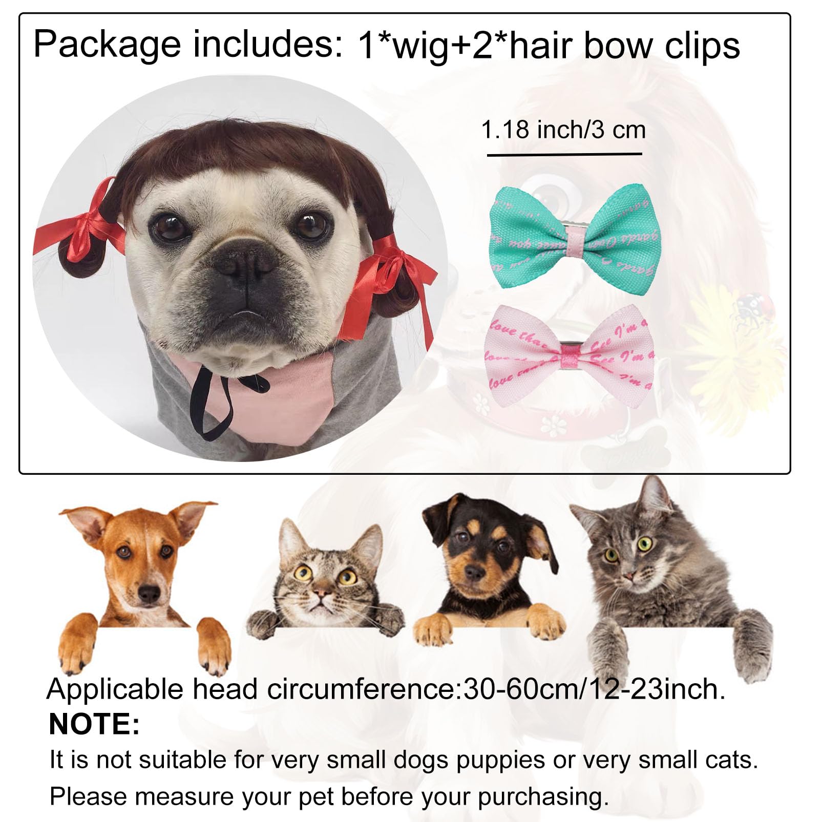 Funny Dog Wig Pet Costumes, Kediciz Cat Costume Synthetic Hairpiece Cosplay Wigs, Headwear For Halloween Christmas Festivals Par