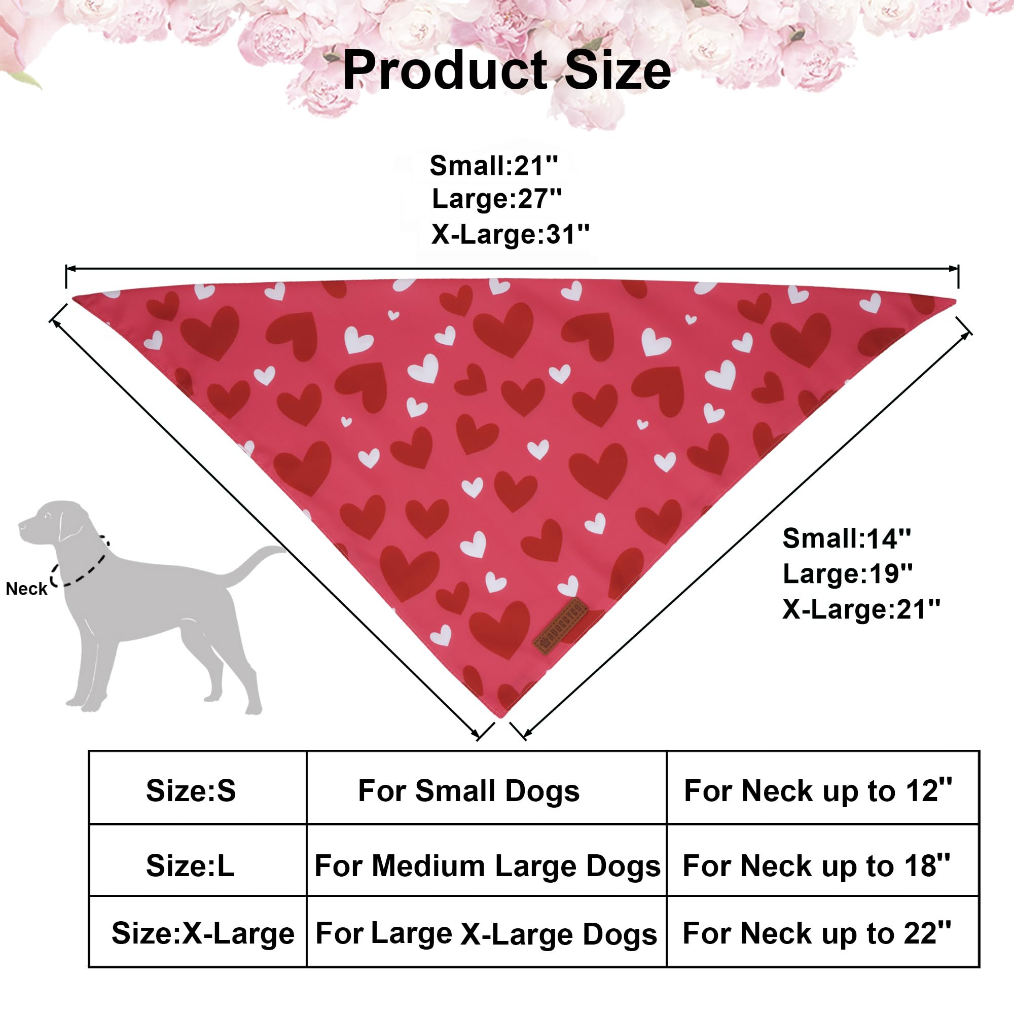 Adoggygo Valentine Dog Bandana, Heart And Love Pet Scarf, Premium Durable Fabric, Red Pink Valentine Bandanas For Medium Large D