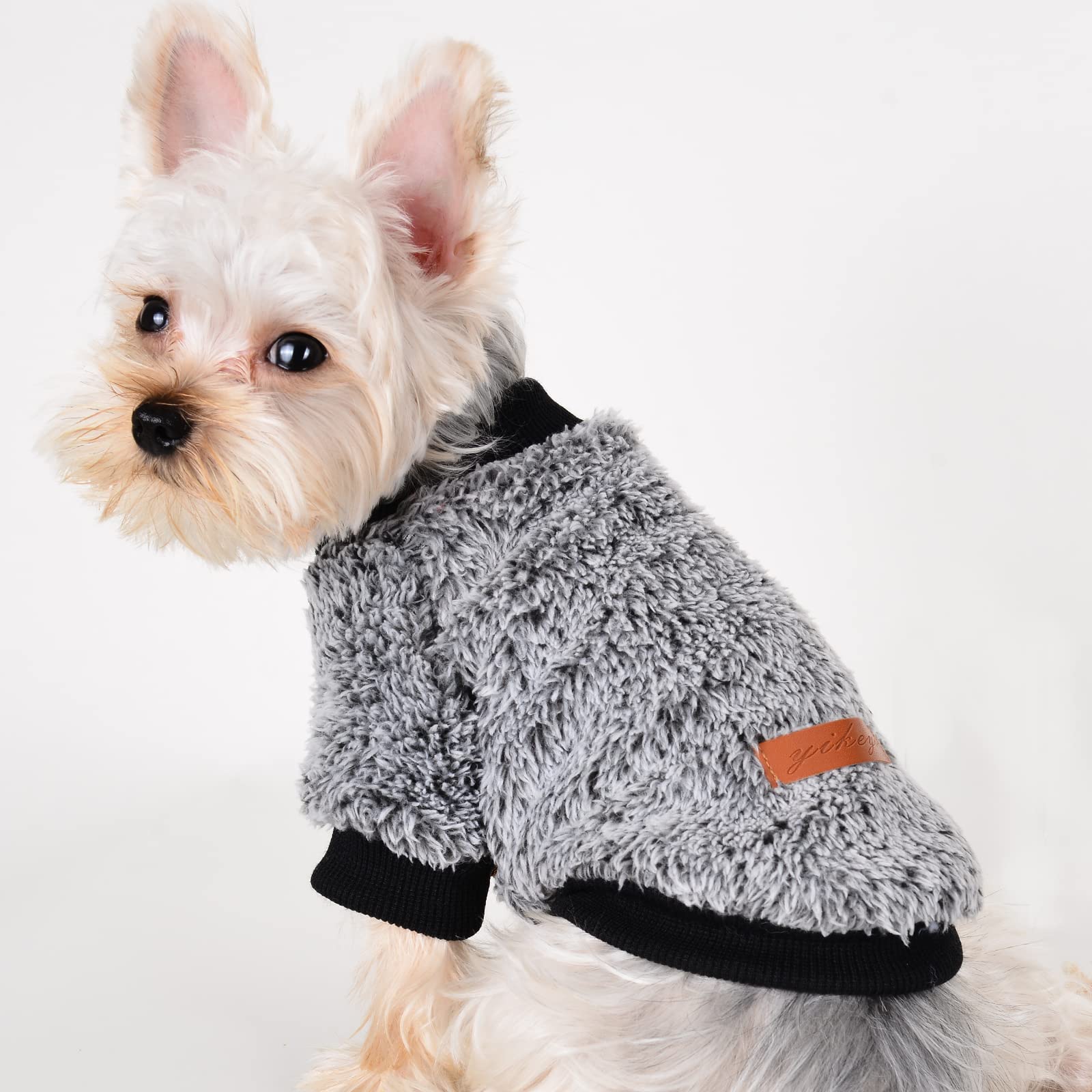 Yiikeyo Winter Dog Clothes For Small Dogs Boy Girl Yorkie Chihuahua Warm Flannel Sweater Cute Funny Pet Puppy Clothing Cat Doggie Coat Xs S M L (Medium, Black)