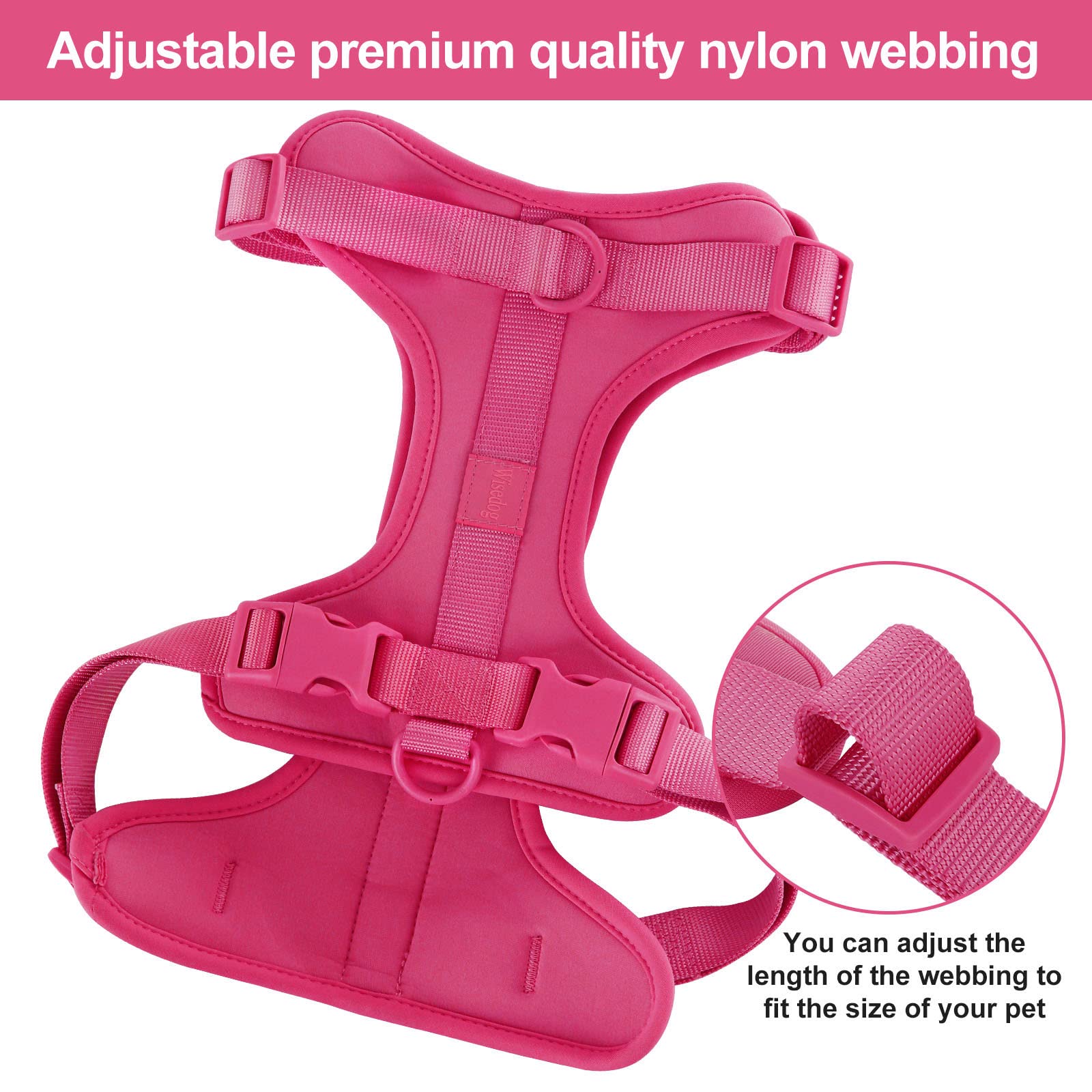 Wisedog No Pull Lightweight Dog Vest Harness With Soft And Comfortable Cushion, Breathable Mesh, For Small Medium Large Dogs Walking (S(Neck: 9.84'-14.17';Chest: 14.17'-22.05'), Peacock Pink)
