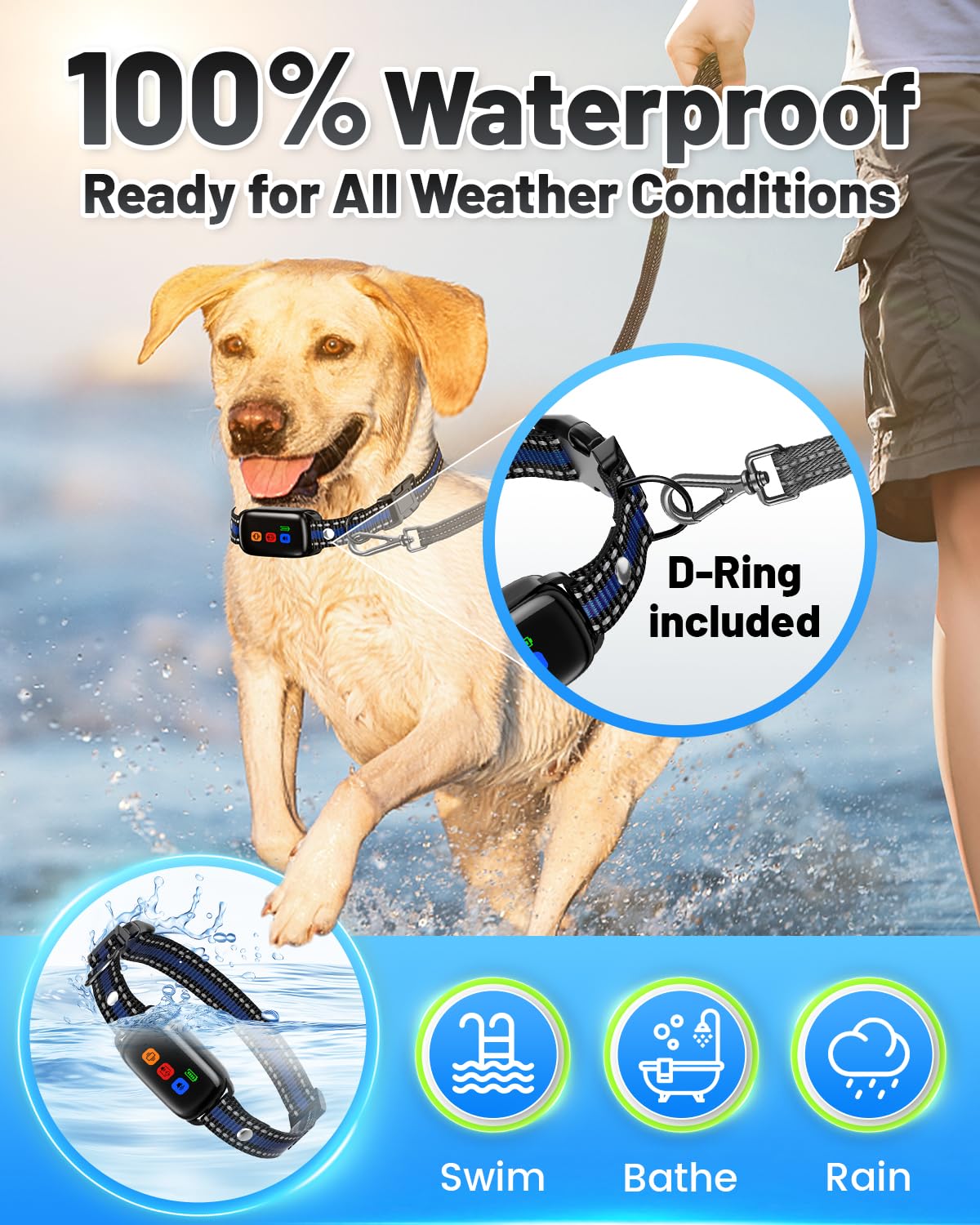 No Shock Dog Training Collar Vibrating Dog Collar With Remote 2000Ft, Beep And Vibration Collar For Dogs 10-120Lbs, Waterproof |
