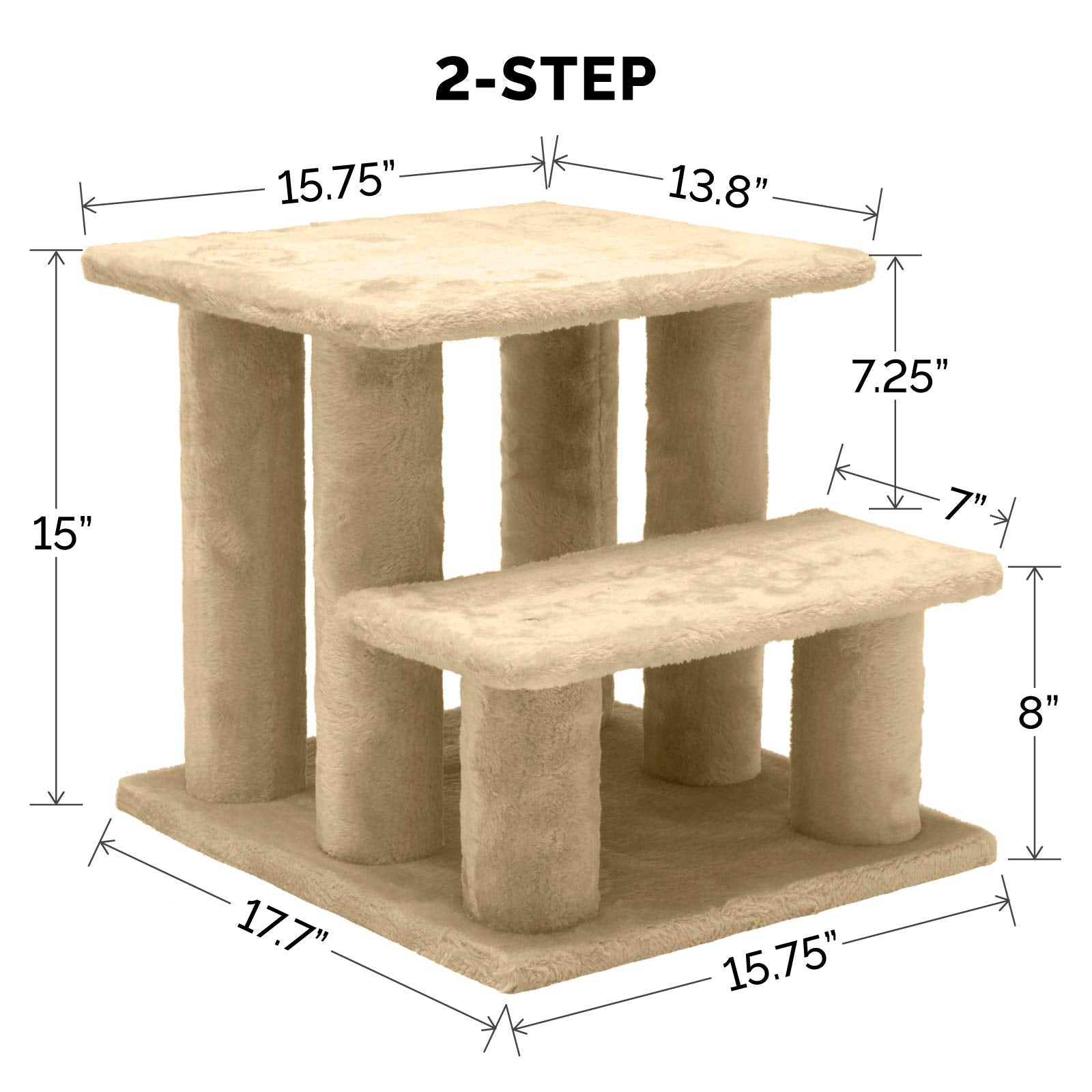 Furhaven Steady Paws Multi-Step Pet Stairs For High Beds & Sofas - Cream, 3-Step