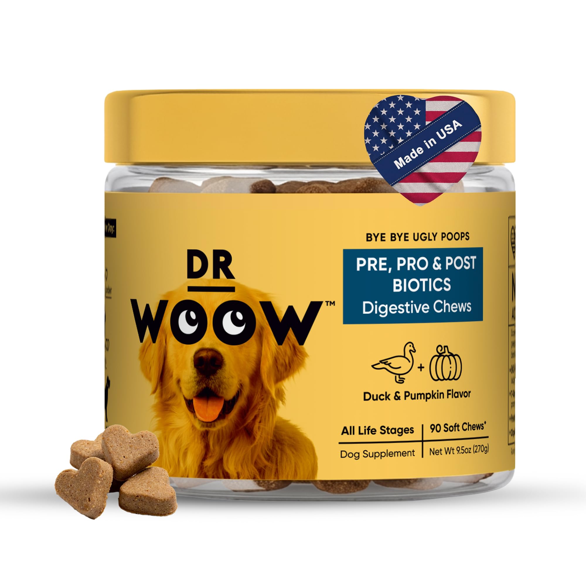 Probiotics Supplements for Dogs Soft Chews (90 CT) - Digestive Support + Gut Balance & Healthy Stool Support - Probiotics + Dige