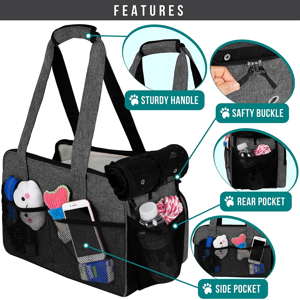 Petami Small Dog Purse Carrier, Soft-Sided Pet Carrier Bag With Pockets, Portable Puppy Cat Travel Handbag Tote, Airline Approve