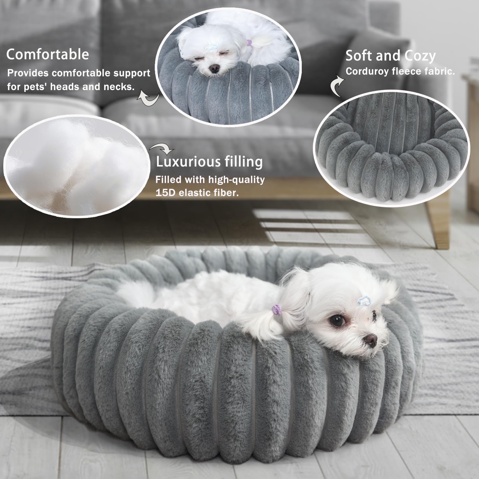 Cute Cat Beds For Indoor Cats - Cuddler Dog Beds For Small Dogs Washable With Anti Slip Bottom,Soft Cozy Comfort Donut Cushion F