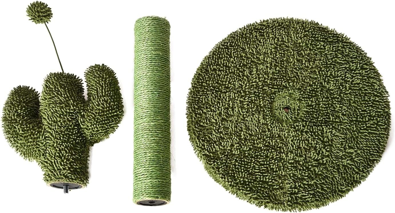 Amazon Basics Cat Scratcher - Indoor Cactus Single Cat & Kittens Scratching Post With Dangling Ball, Medium (25.6''H) - Green