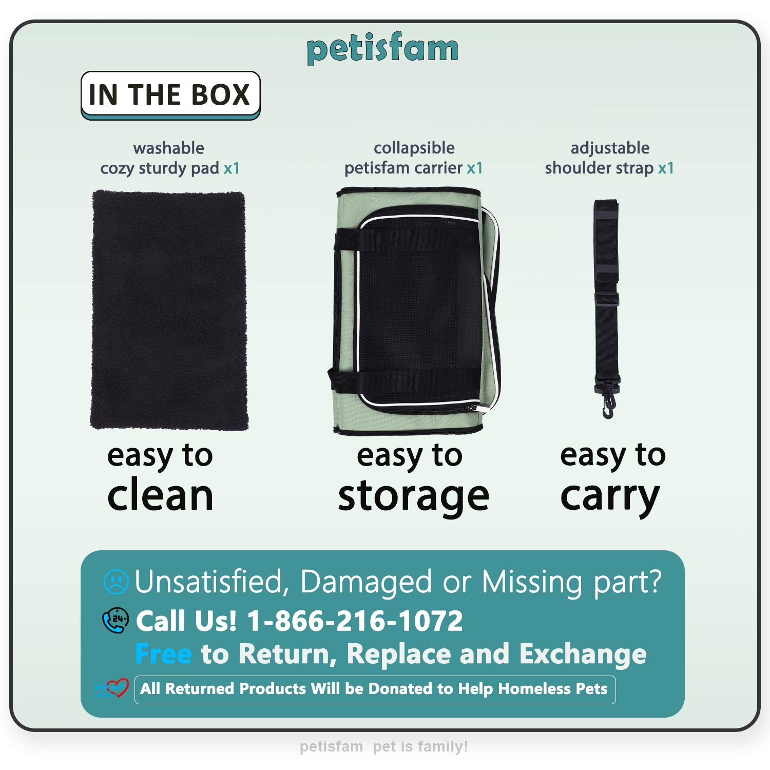 petisfam Top Load Cat Carrier for Medium Cats and Small Dogs with Washable Cozy Bed, 3 Doors and Shoulder Strap. Easy to get cat