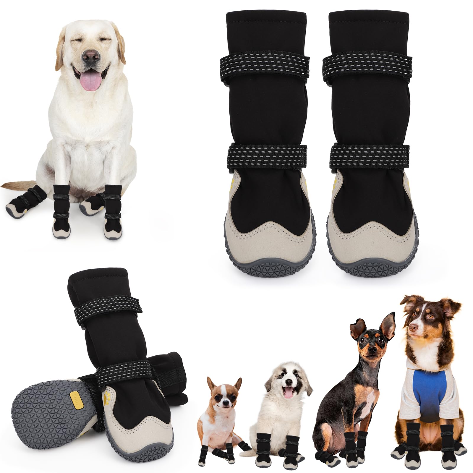 Dog Shoes For Large Small Medium Dogs, Dog Snow Boots Winter, Dog Booties And Paw Protectors To Prevent Licking, Anti-Slip Dog S