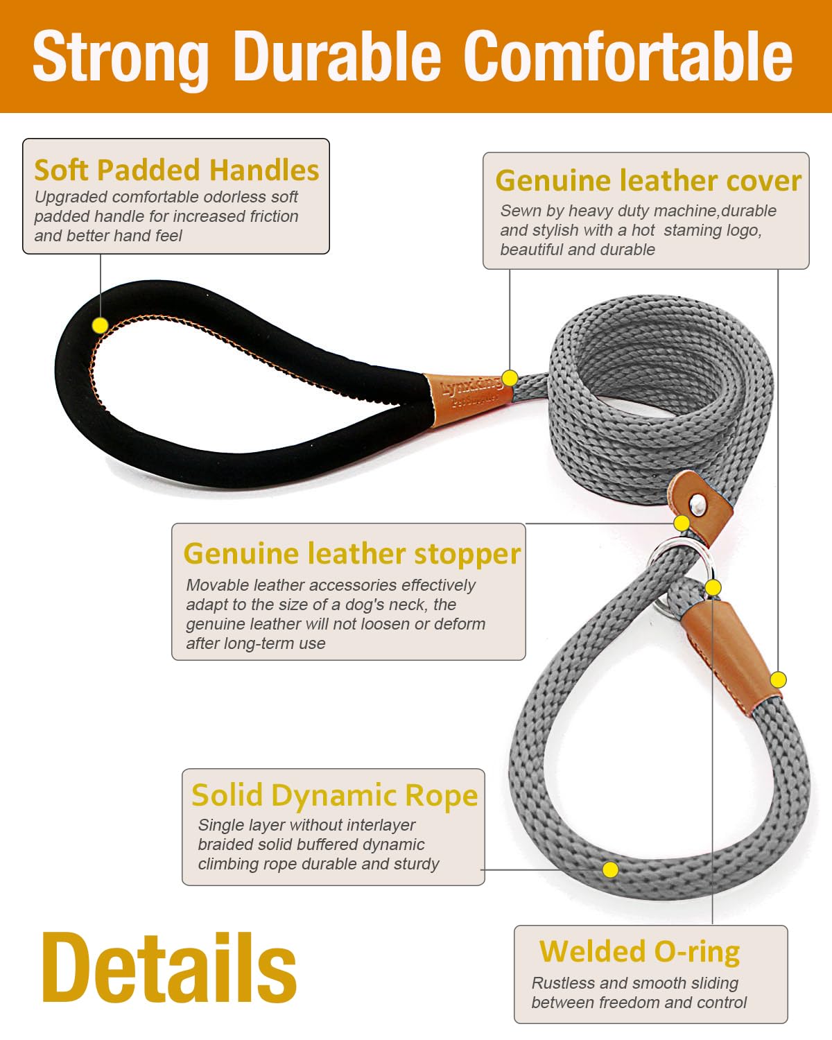 Lynxking 6 Ft Dog Leash Slip Lead 2 Pack Strong Heavy Duty Braided Dog Training Leash No Pull Training Lead Leashes For Medium L