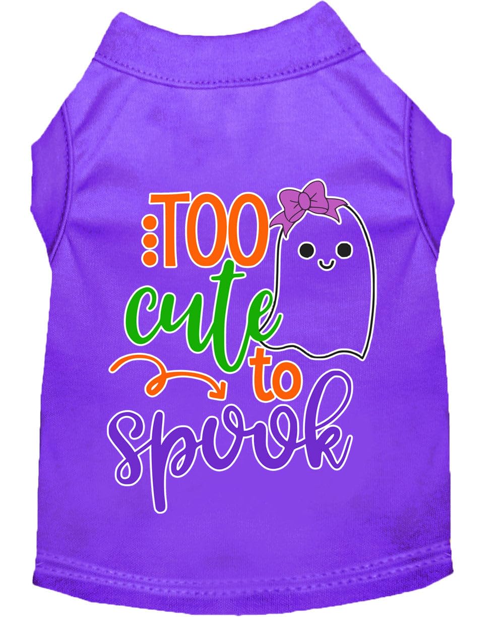 Halloween Pet Dog & Cat Shirt Screen Printed, &quot;Too Cute To Spook - Girly Ghost&quot; Purple 3XL (25-35 lbs.)