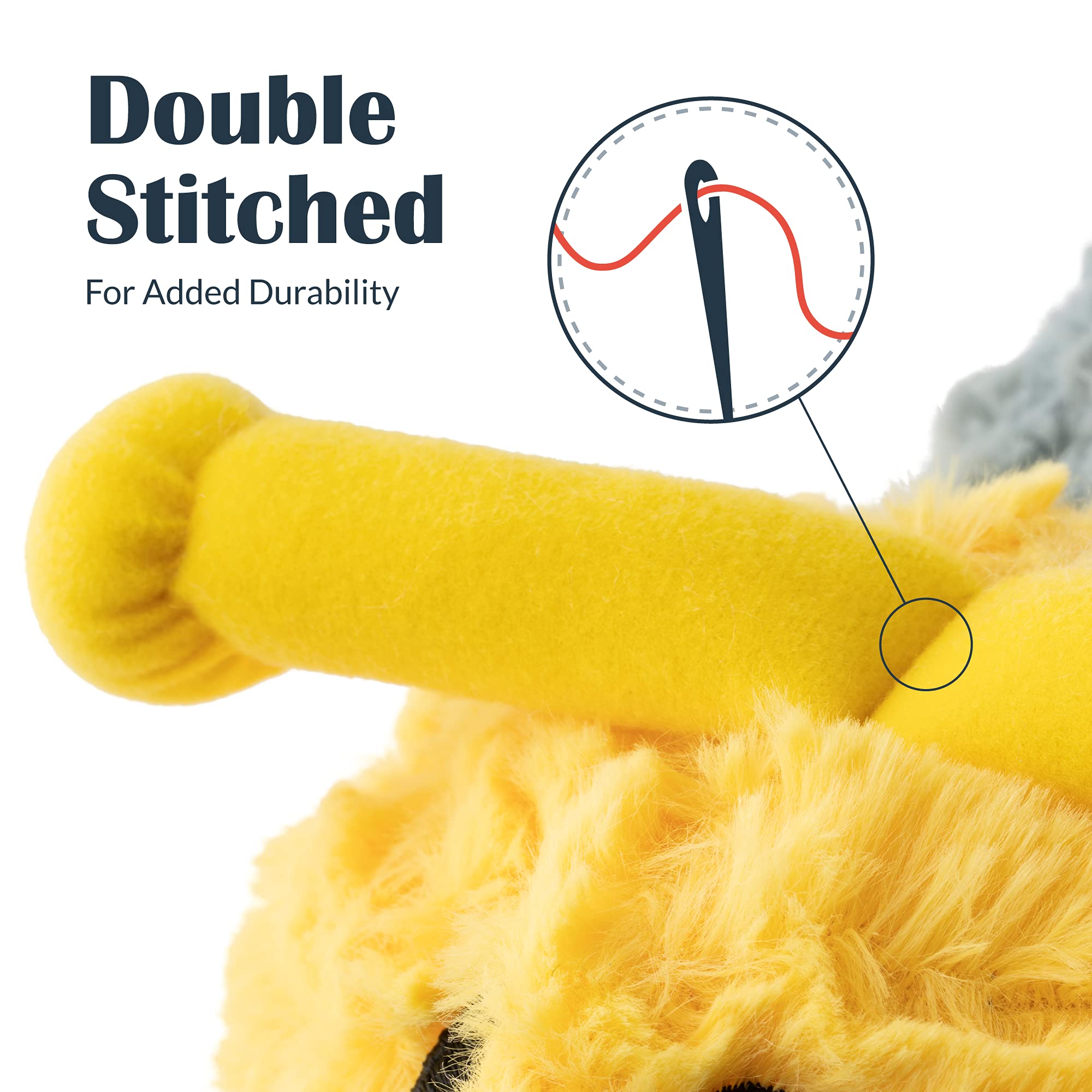 Flourish Pets Tough Durable Dog Chew Toy With Squeaker And Rattle Covered With Double Stitched Soft Fabric Exterior Squeaky Indestructible Dog Toy For Aggressive Chewers - Large Catterpillar (35')