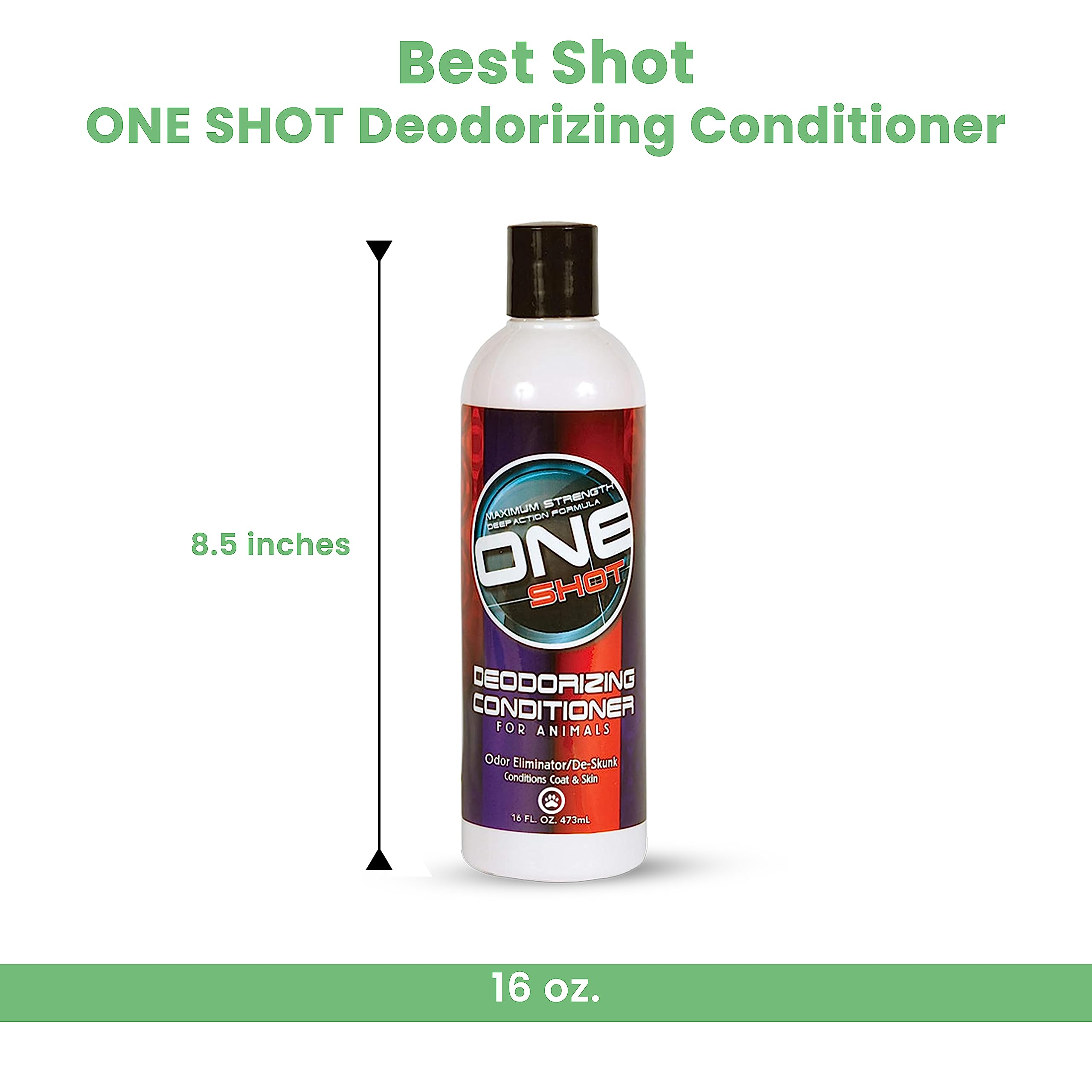 Best Shot One Shot Deodorizing Conditioner, Hydrating And Moisturizing Conditioner For Dogs, Cats, Horses, And Livestock, Removes Stubborn Odors, 16 Oz.