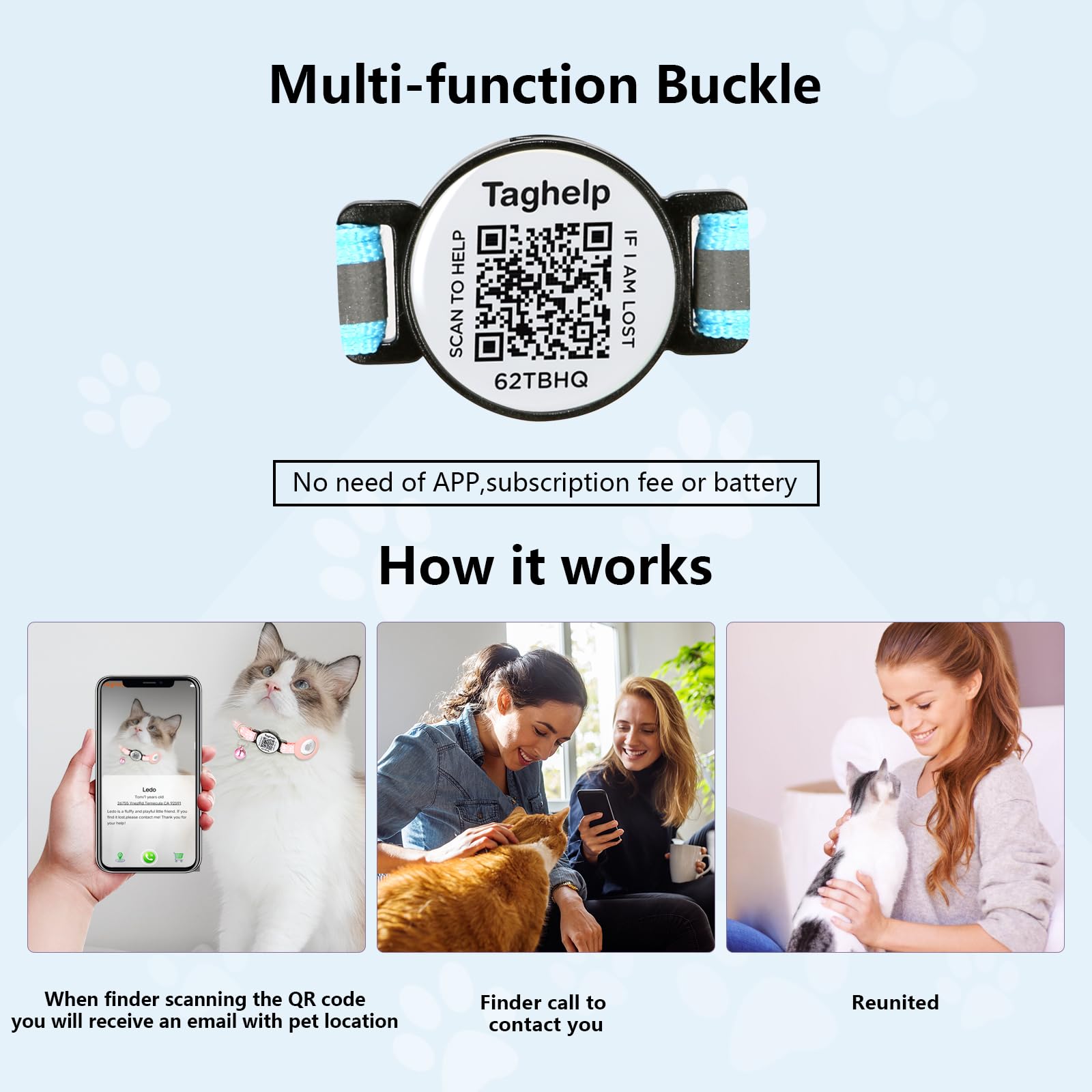 3 Pack Airtag Cat Collar Breakaway With Bell,Reflective Kitten Collar With Apple Airtag Cat Collar Holder,Adjustable,Safety Buck