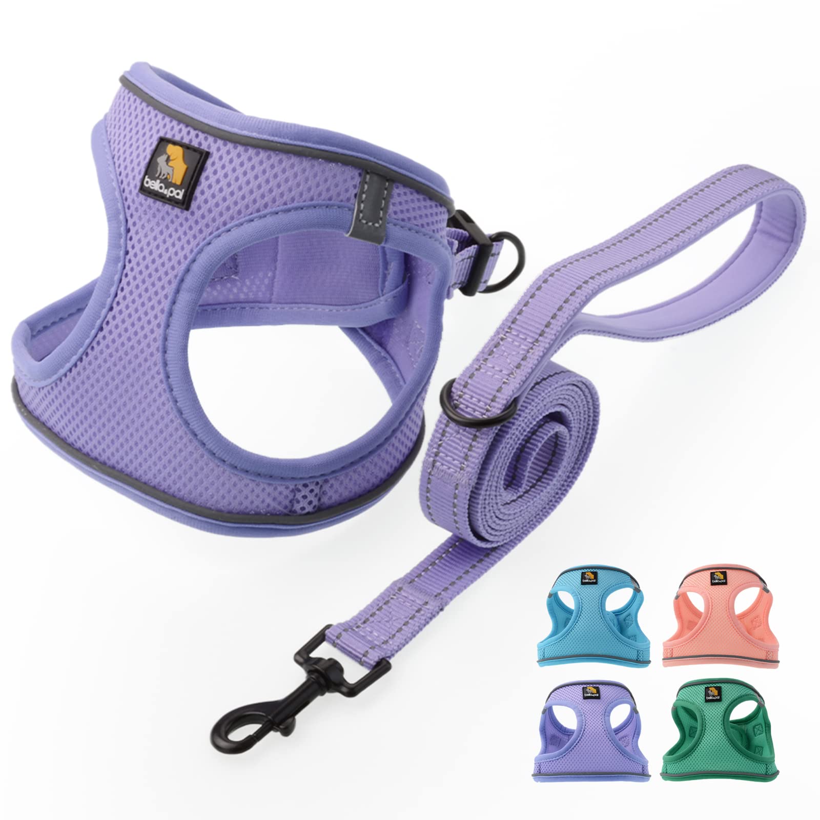 Bella & Pal Puppy Harness With Leash Set, Dog Harness For Small Dogs No Pull, Dog Leash For Small Dogs, Step In Harness For Extra Small Dogs, Purple Lavender Harness, S