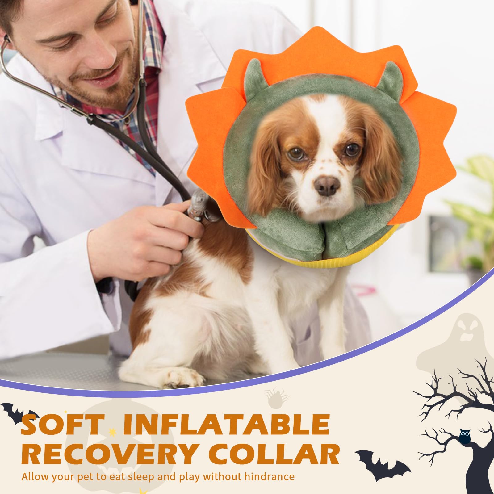 IEUUMLER Inflatable Recovery Dog Collar, Protective Donut Cone, Adjustable Soft Collar for Dog and Cat After Surgery Prevent fro