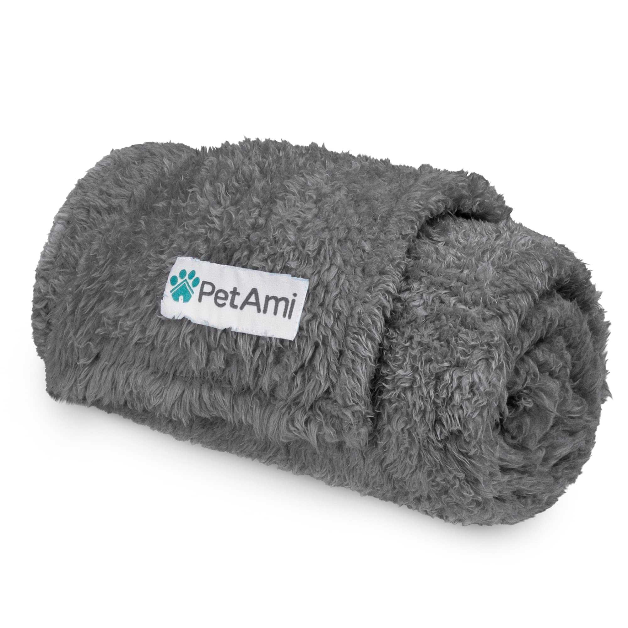 Petami Fluffy Dog Blanket For Large Giant Dog, Plush Warm Pet Blanket For Bed, Sherpa Furniture Couch Cover Protector, Soft Fleece Cat Throw, Shag Reversible Washable Crate Kennel Cover, Gray 60X80