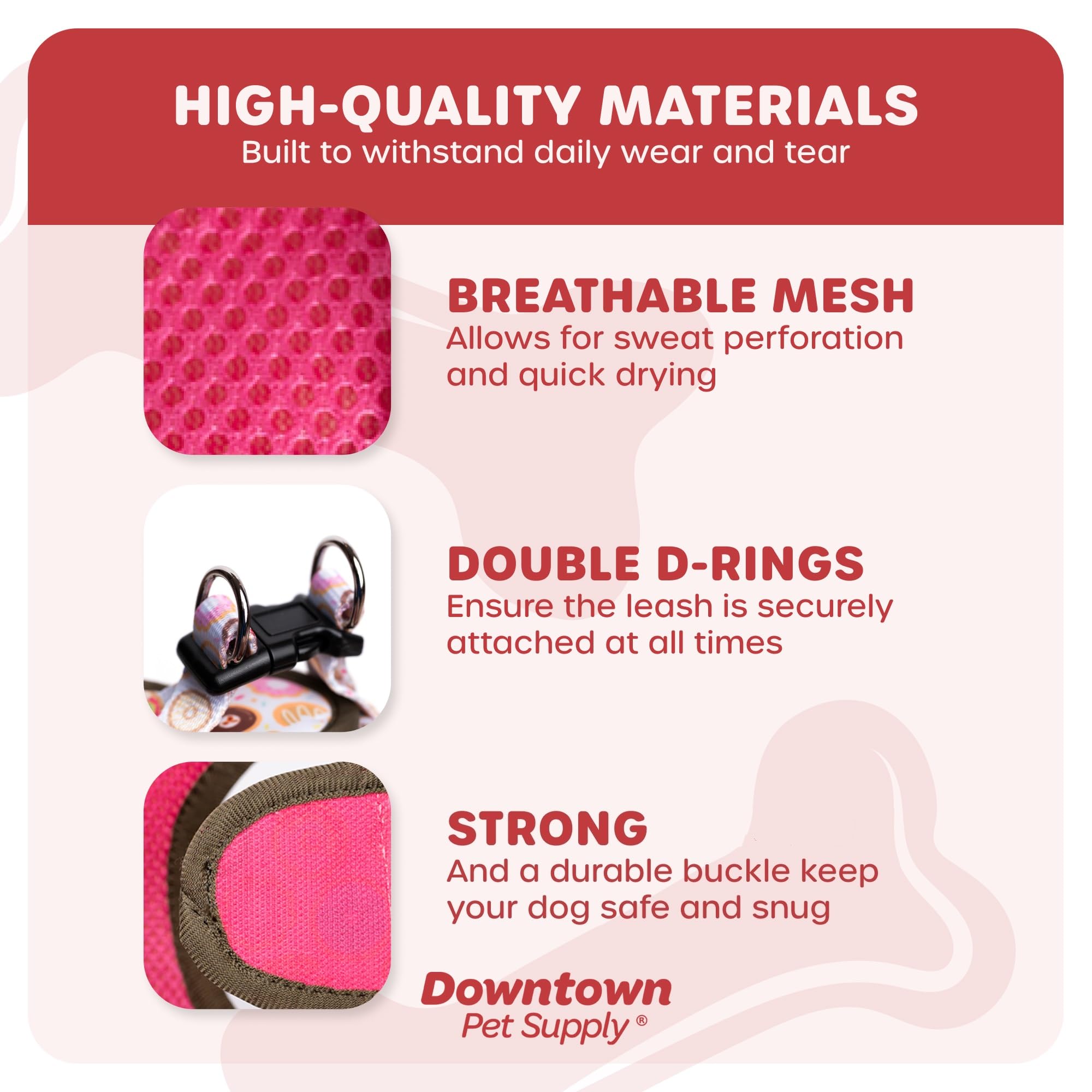 Downtown Pet Supply Step In Dog Harness For Small Dogs No Pull, Large, Donut - Adjustable Harness With Padded Mesh Fabric And Re