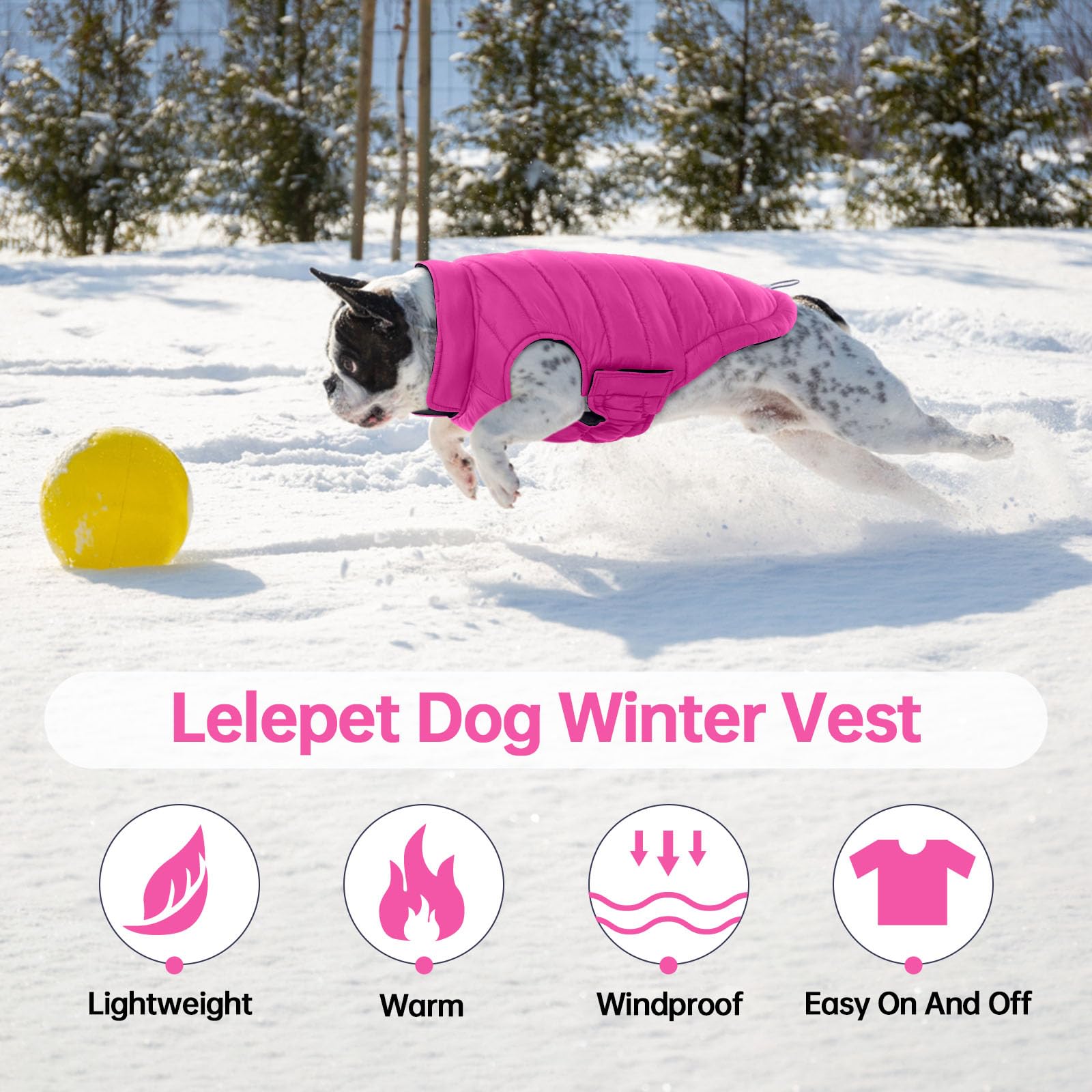 Lelepet Reversible Dog Puffer Jacket Warm Dog Coat - Ultra Lightweight Windproof Vest For Small Medium Large Dogs Winter Coats W
