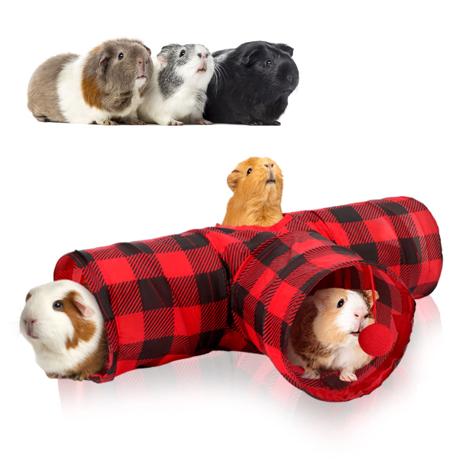 Rypet Guinea Pig Tunnels & Tubes Collapsible 3 Way Small Animals Hideaway Activity Tunnel Toys For Guinea Pig Chinchilla Ferret 