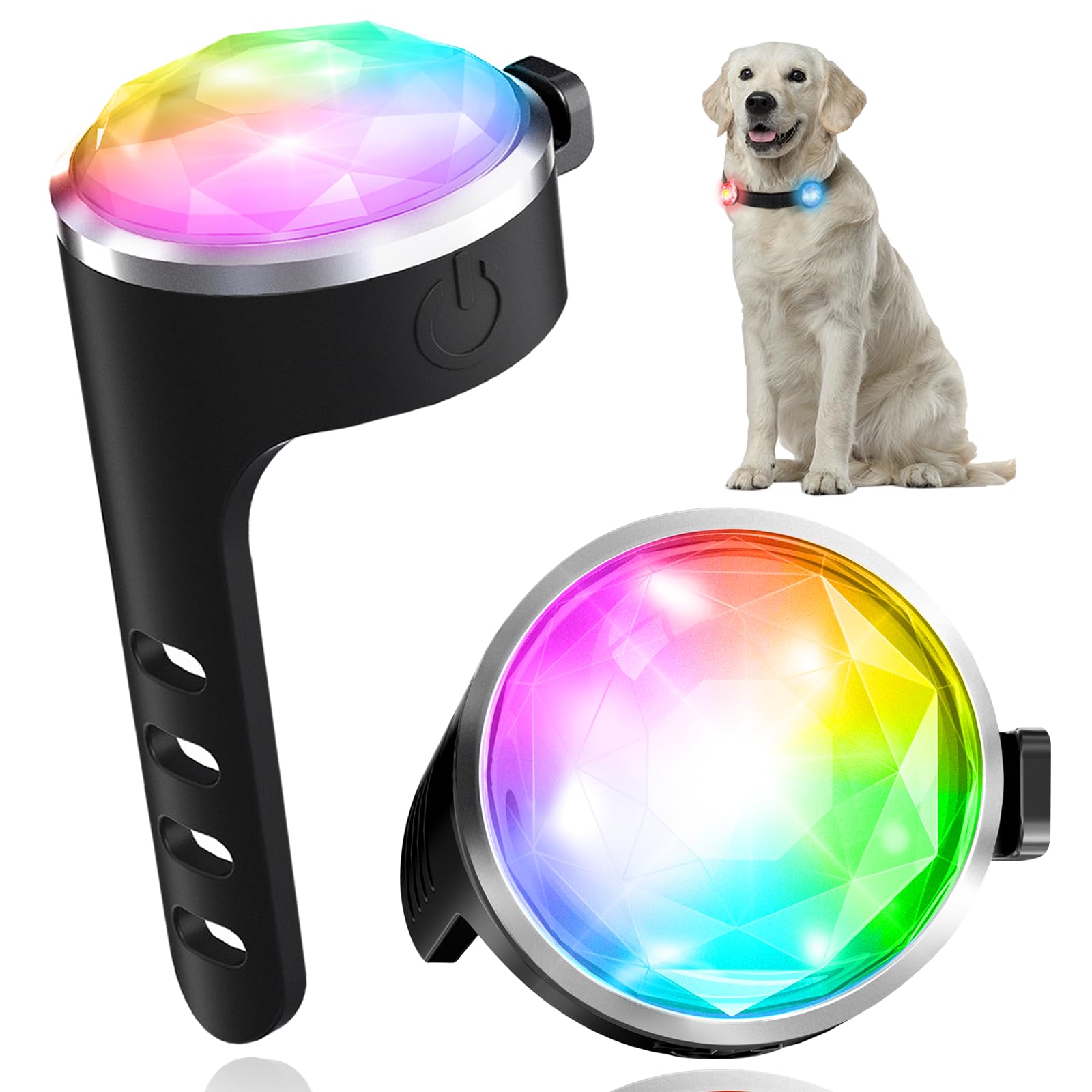 Tubasion 2-Pack Rechargeable Dog Collar Light, 2024 Best 7 Color Changing Light For Dog Collar With 100% Waterproof And Durable 
