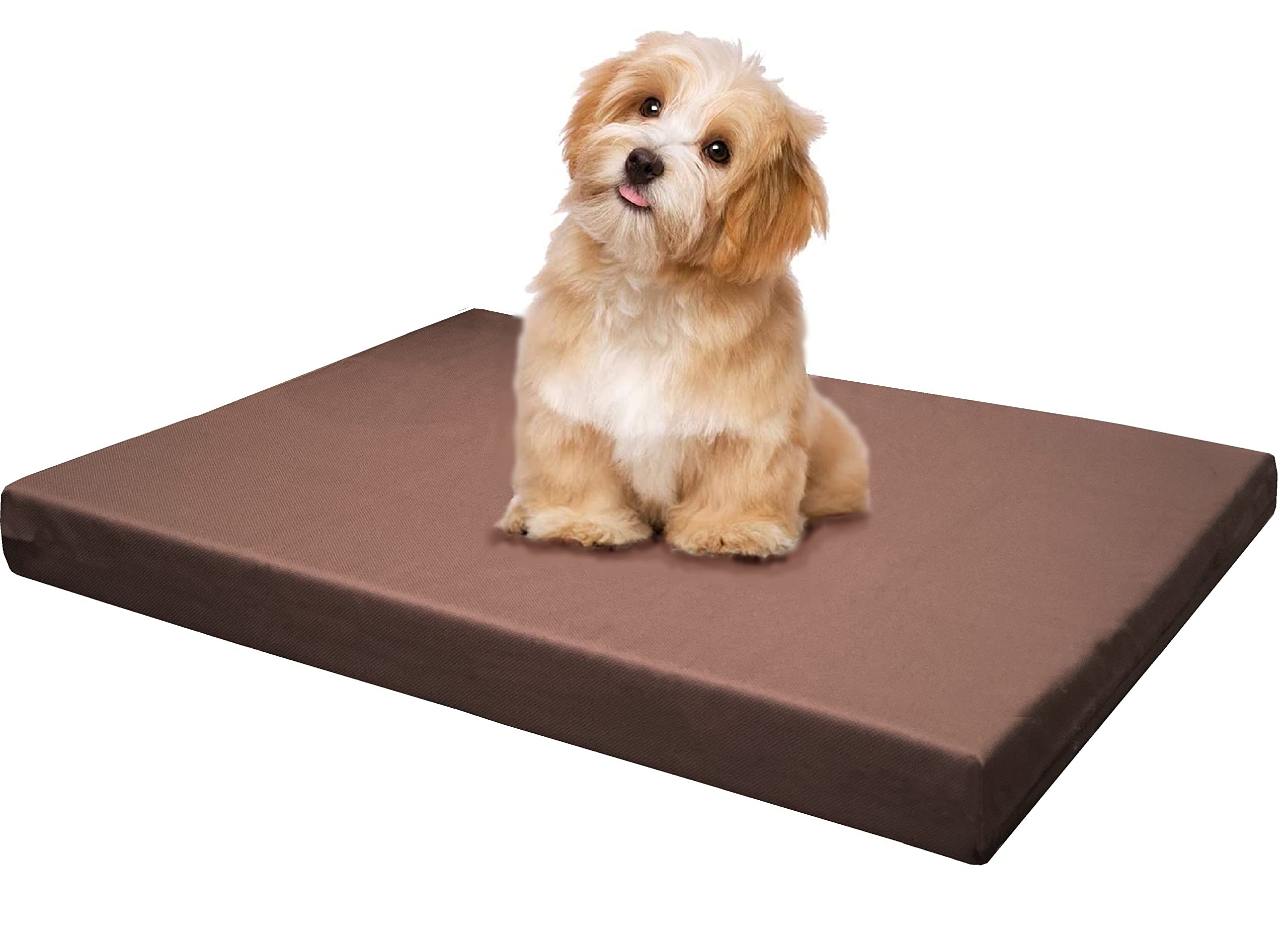 Dogbed4Less Memory Foam Platform Dog Bed, Crate Mattress For Orthopedic Joint Relief With Waterproof Removable Cover Medium Large 34X27X3 Brown