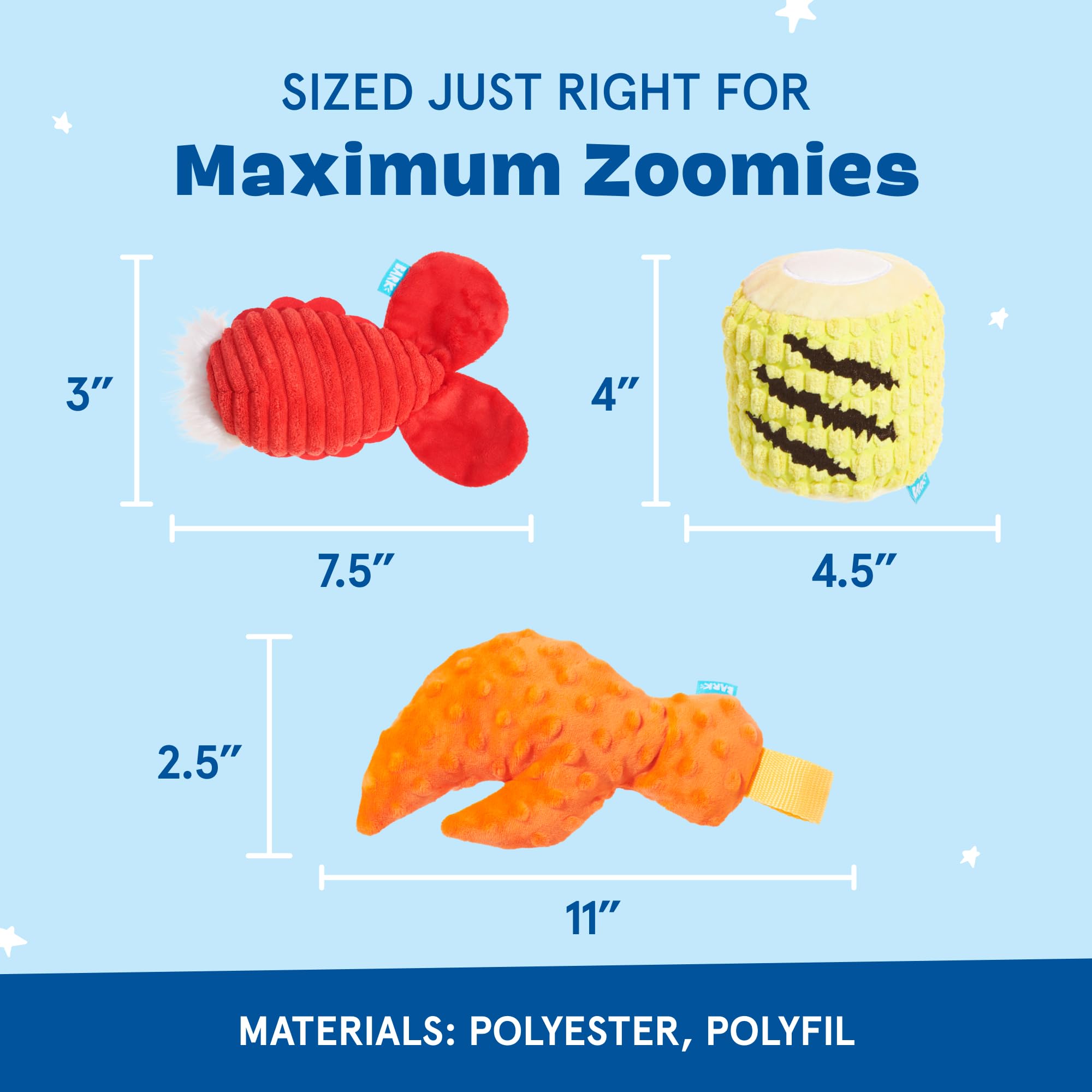 Barkbox The Maine Event Dog Toy Bundle - Squeaky Dog Toys - Plush Dog Toys - Puppy And Pet Toys For Medium To Large Dogs