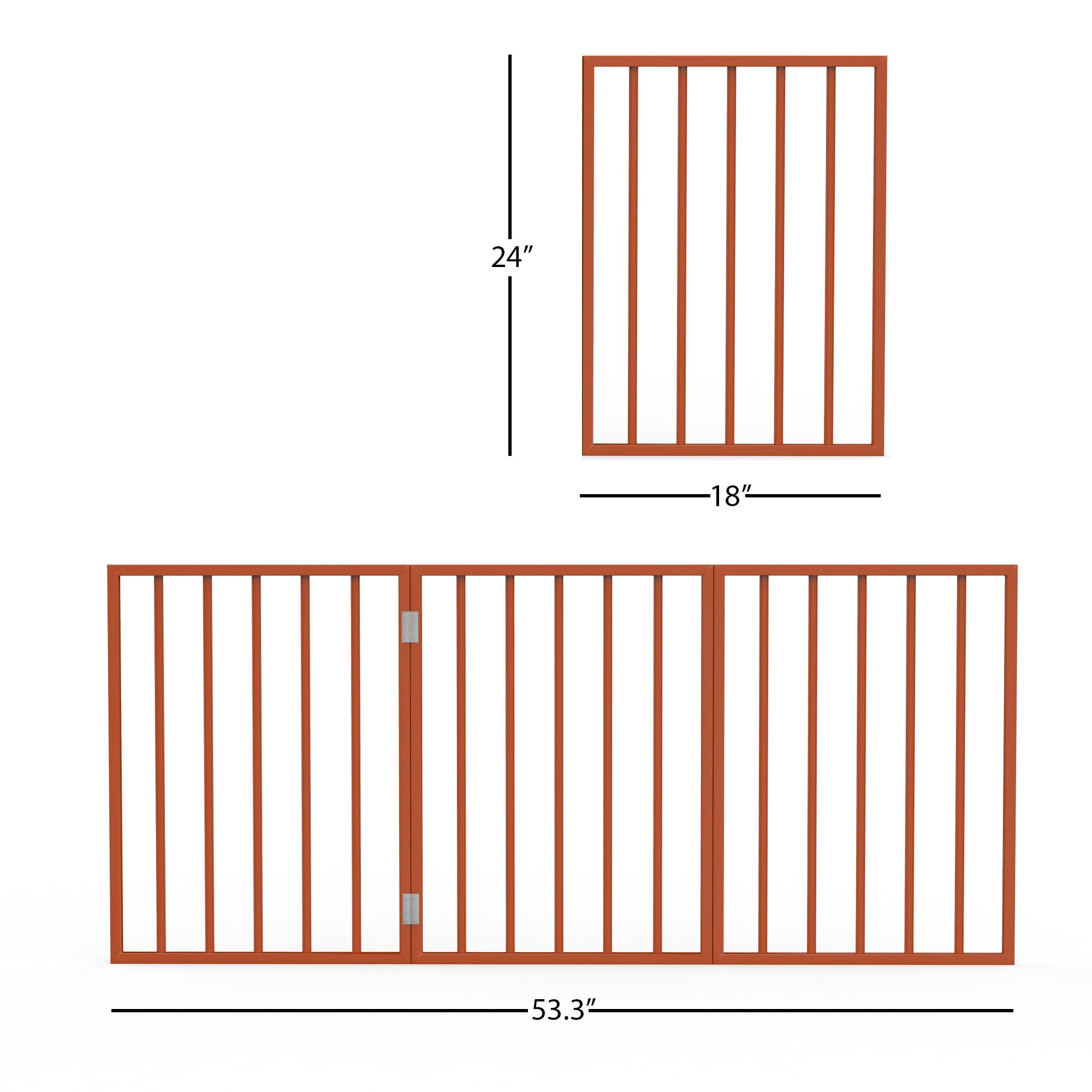 Pet Gate - 3-Panel Indoor Foldable Dog Fence For Stairs Or Doorways - 54X24-Inch Retractable Wood Freestanding Dog Gates By Petmaker (Mahogany)
