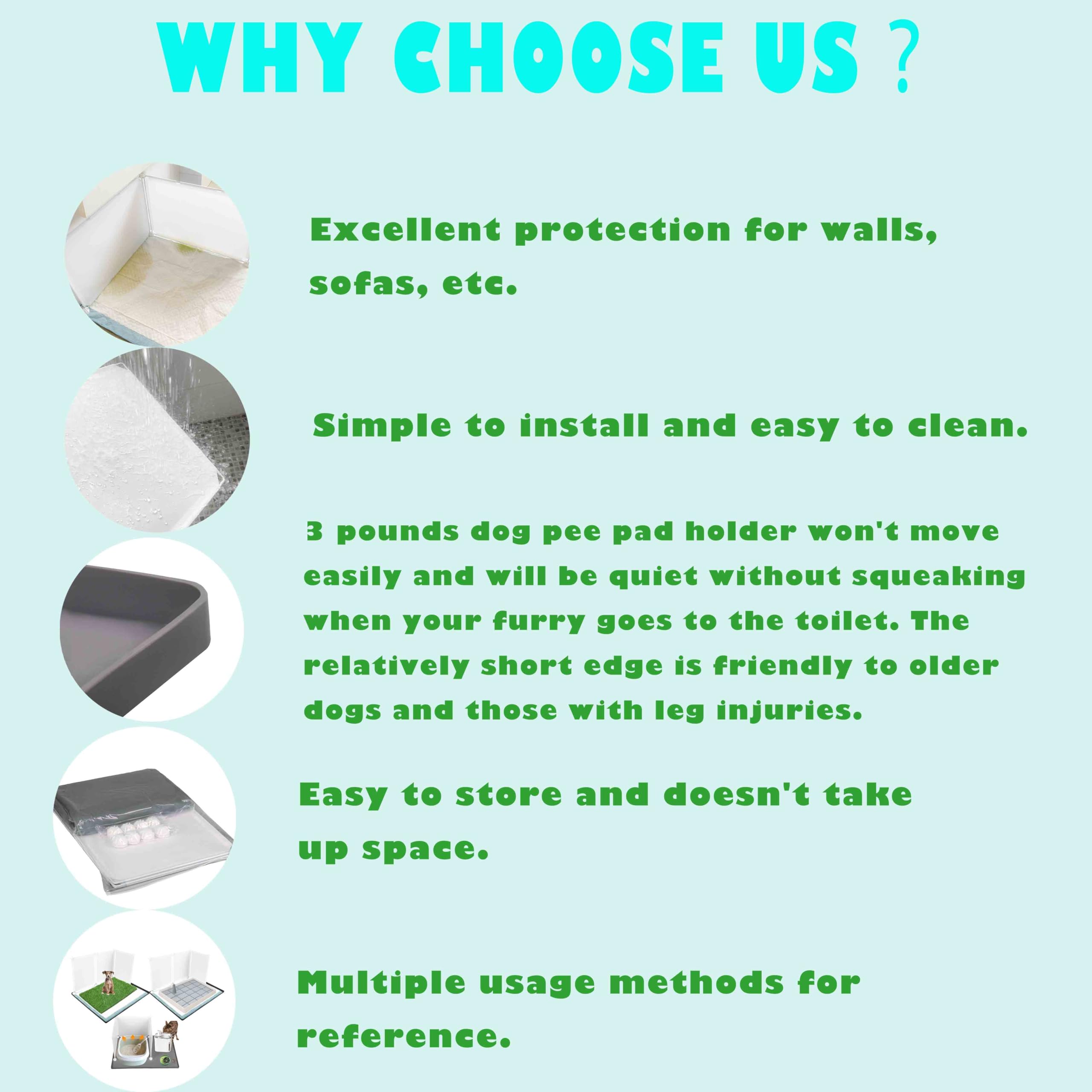 Dog Litter Box with High Walls,Indoor Dog Potty for Small and Medium Dogs,No Spill Pee Pad Holder Tray for Dogs Work with Most T