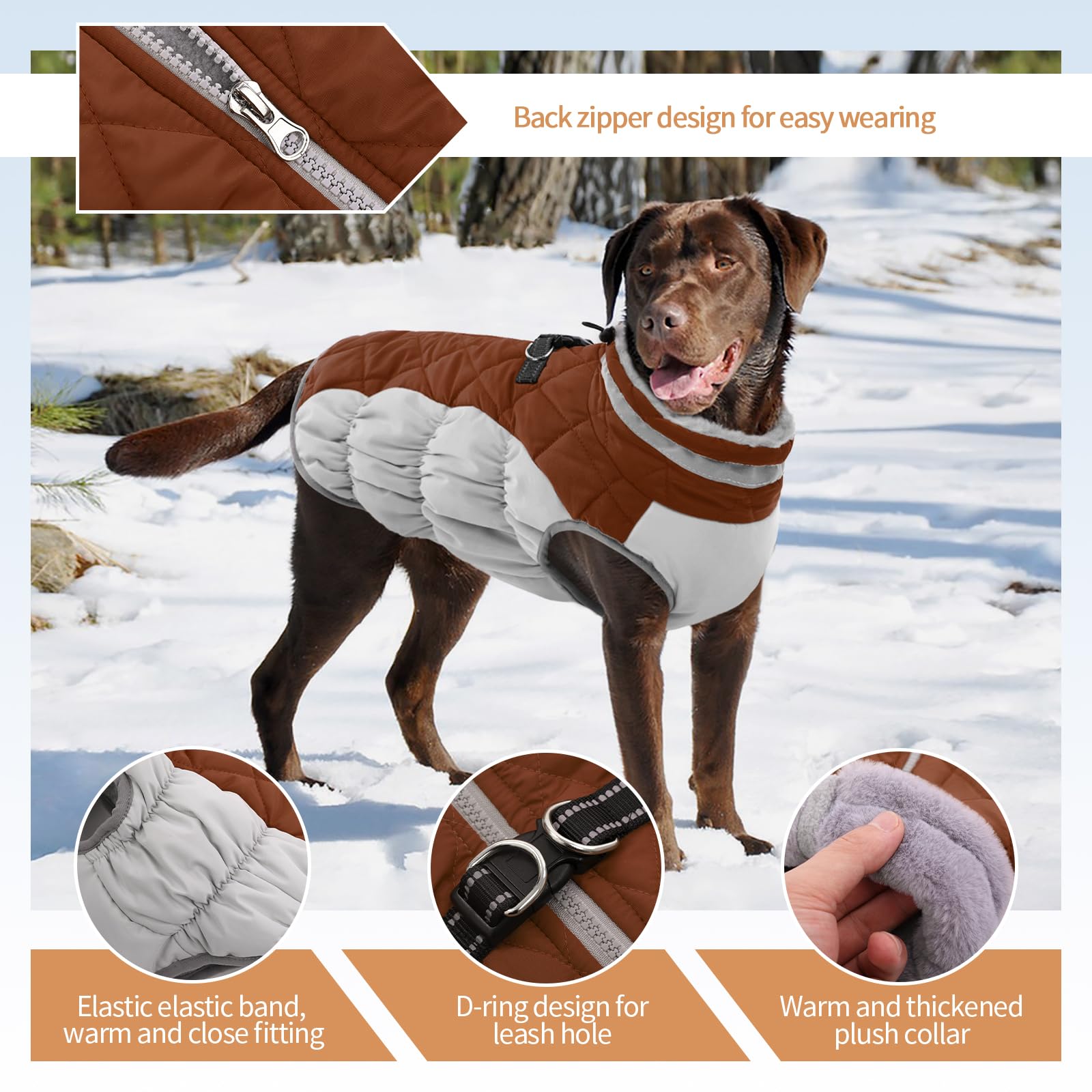 Ouobob Dog Coat, Fleece Dog Vest With Harness Built In, Dog Cold Weather Coats, Dog Snowsuit Waterproof, Dog Coats For Small Dog
