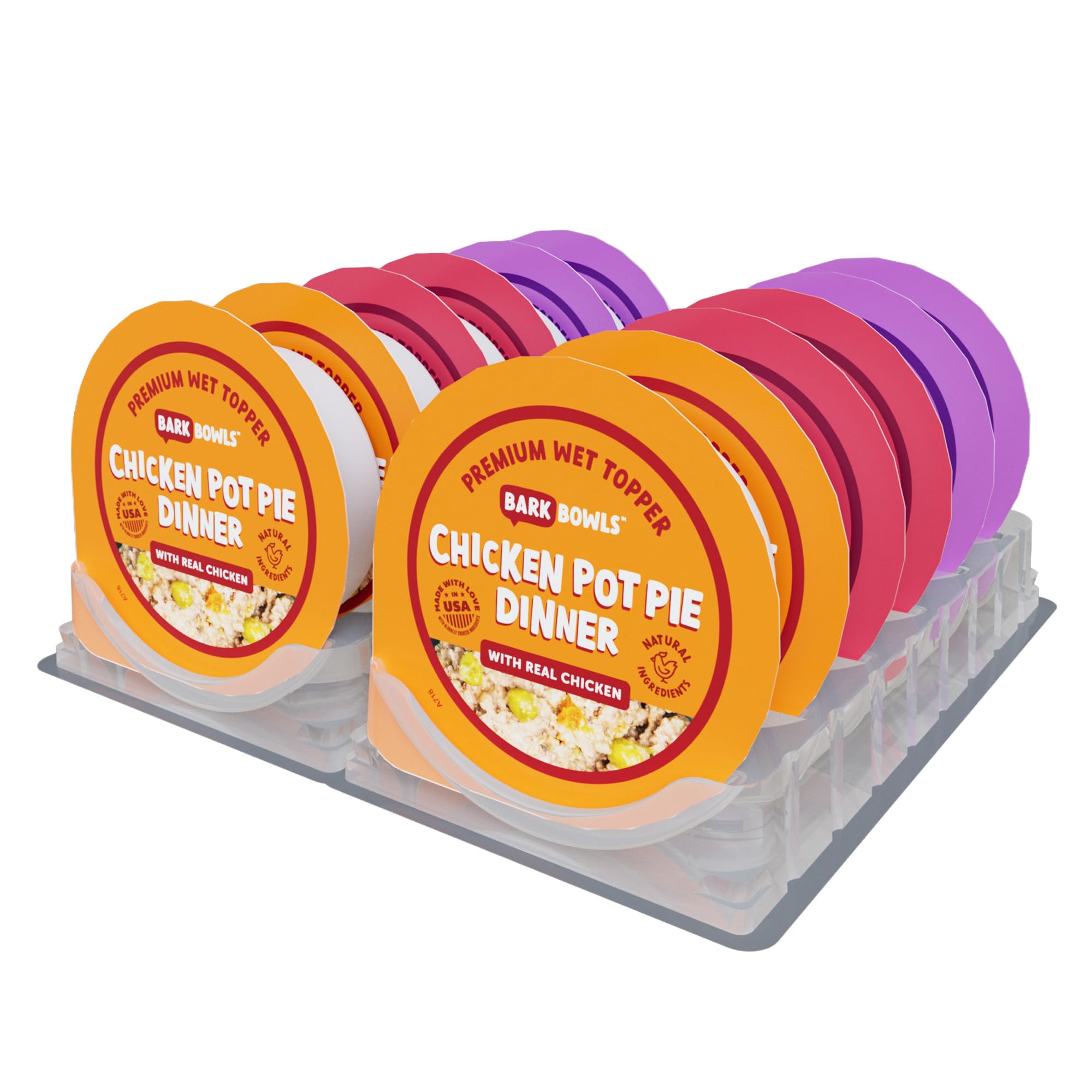 BARK Bowls Wet Dog Food Cups, Chicken Pot Pie Dinner, Turkey Fare Dinner, Homestyle Beef Dinner Variety Pack- 3.5 oz Cups (Pack 