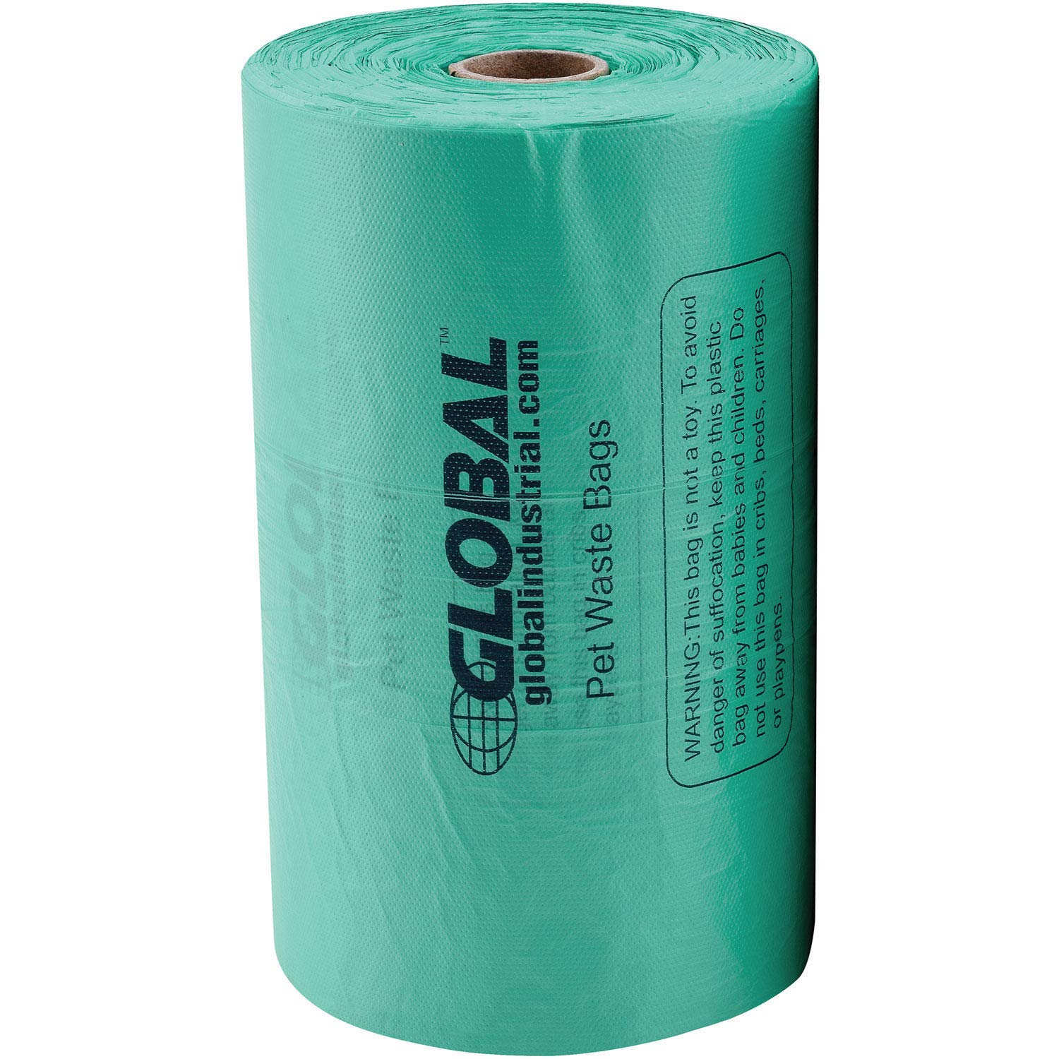 Global Industrial Pet Waste Plastic Bags With Tie-Handles, Green, 400 Bags/Roll