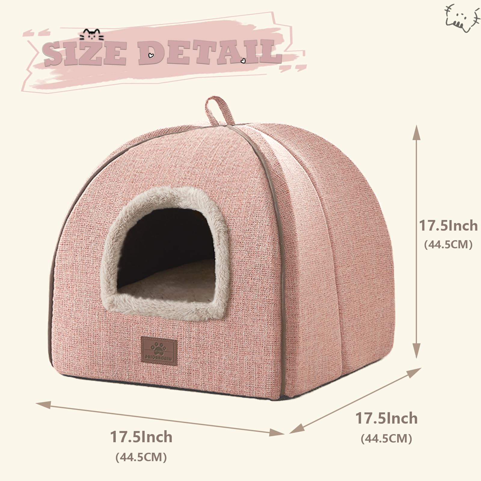 Cat Beds For Indoor Cats - Cat House Cats Tent With Removable Washable Cushioned Pillow, Soft And Self Kitten Beds,Pet Bed((Larg